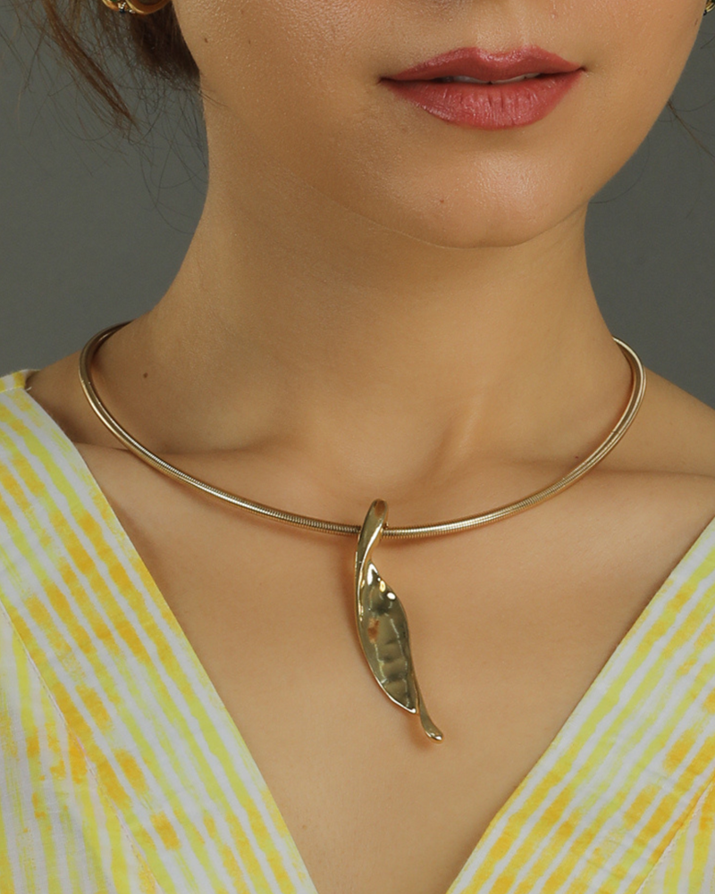 Gleaming Leaf Statement Necklace