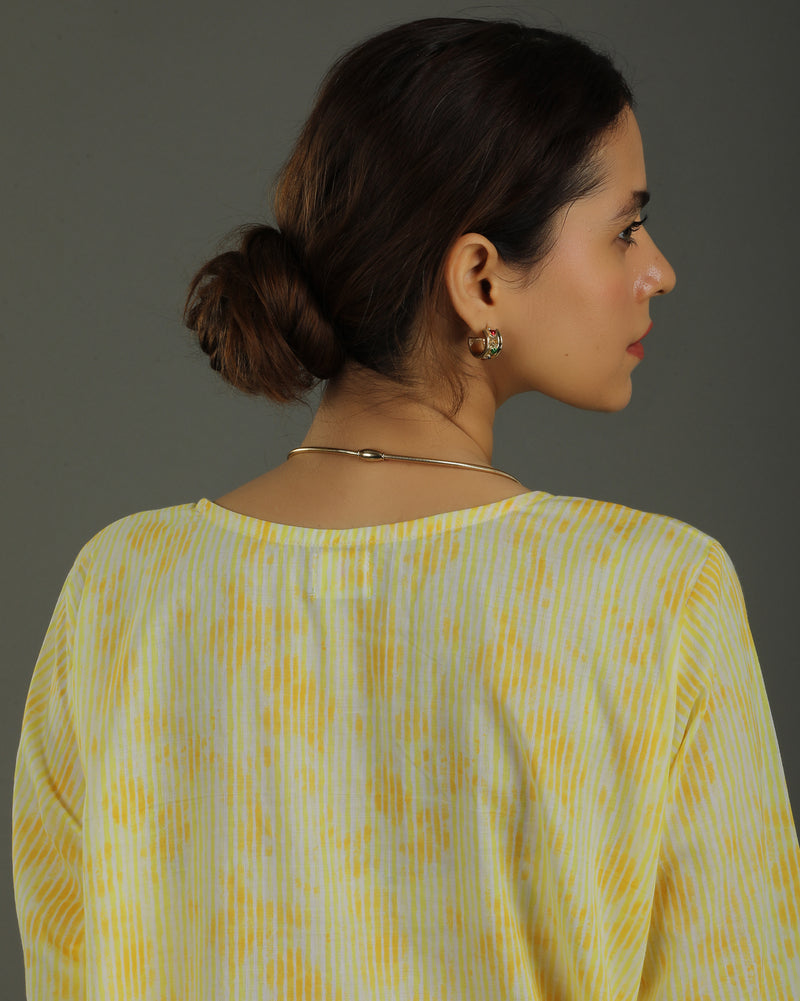 Ray Long A-line Cotton Dress – Yellow Print