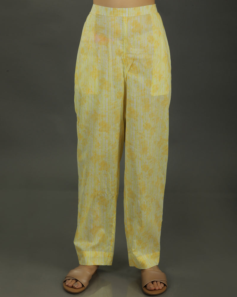 Ray Mid-Length Cotton Kurta Set – Yellow Print