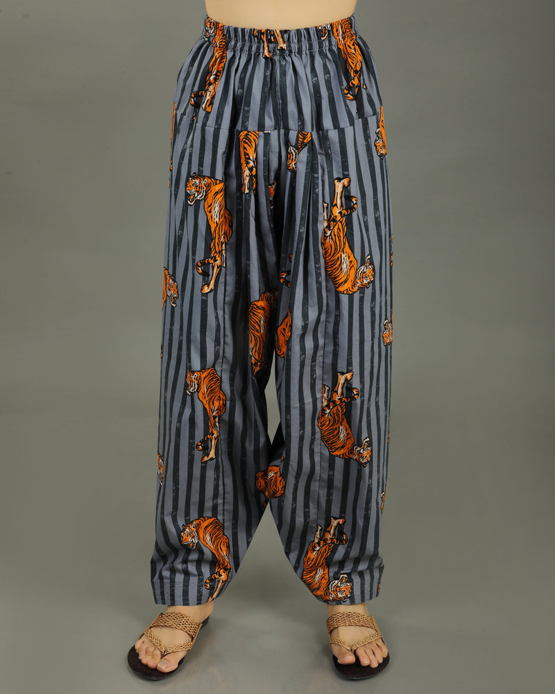 Wildrade High-Low Cotton Coord Set – Charcoal Tiger Print