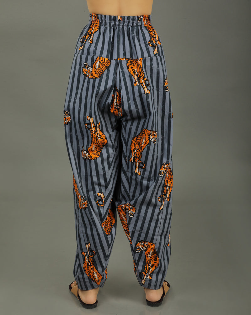 Wildrade High-Low Cotton Coord Set – Charcoal Tiger Print