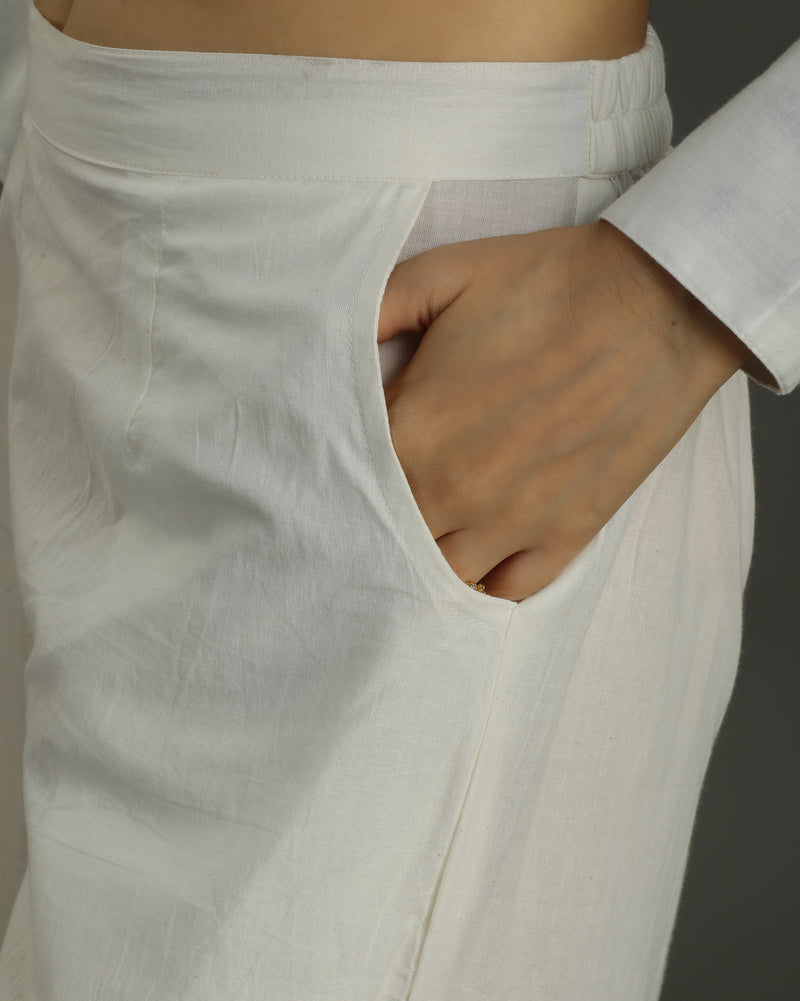 Safari High-Low Cotton Kurta Set – Off-White Print