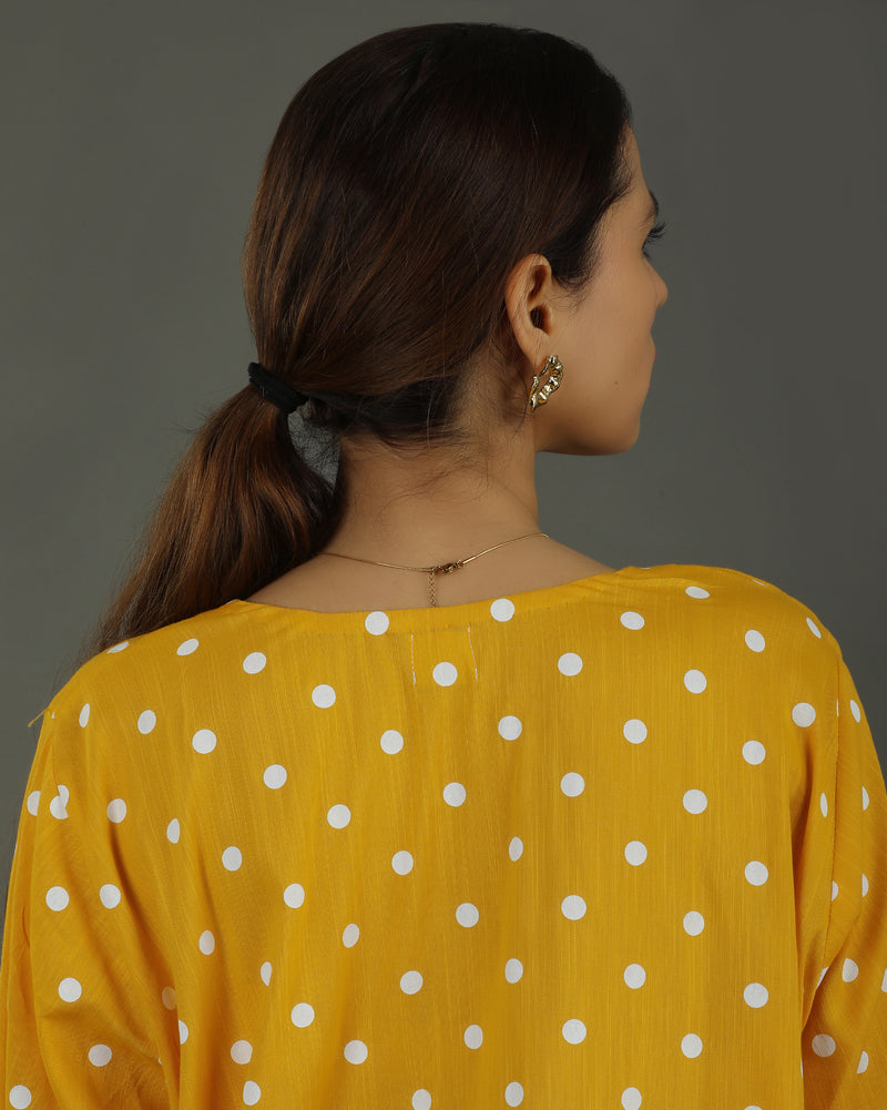 Sunshine Mid-Length A-line Cotton Kurta Set – Mustard Print