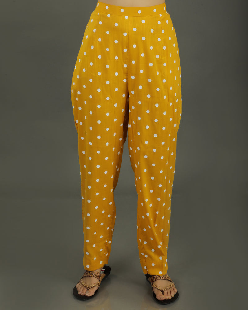 Sunshine Mid-Length Deepcut Cotton Kurta Set – Mustard Print