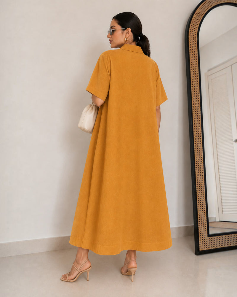 Petal Ease A-Line Dress – Golden Apricot