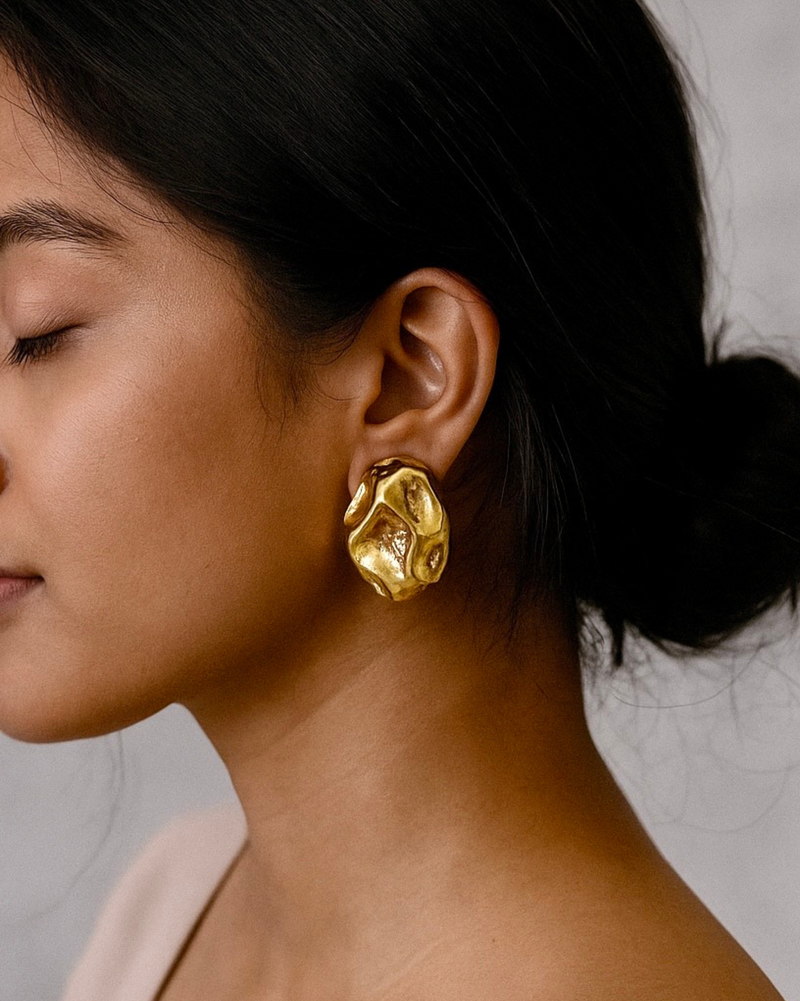 Sira Textured Gold Studs