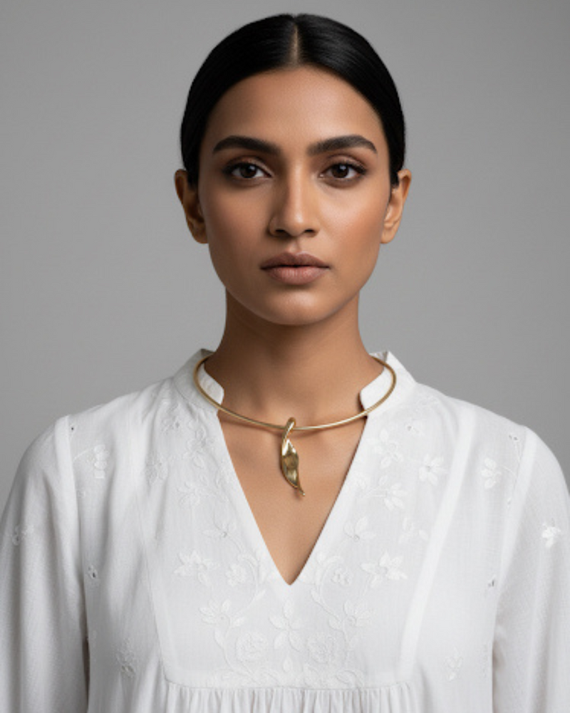 Gleaming Leaf Statement Necklace