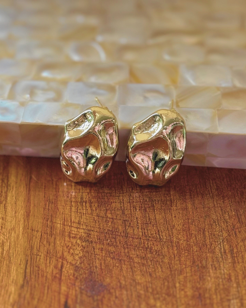 Sira Textured Gold Studs
