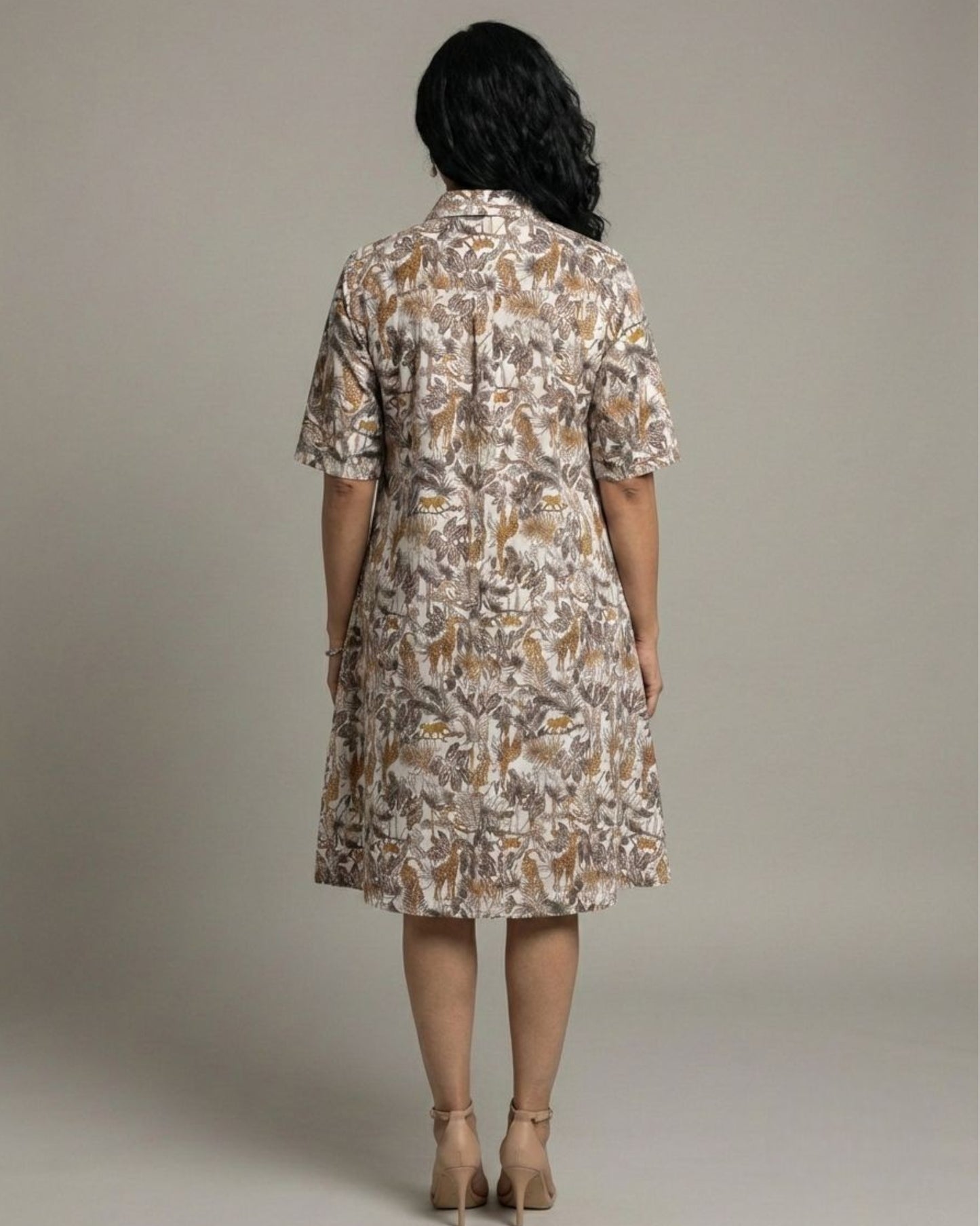 Safari Short Cotton Shirt Dress – Off-White Print