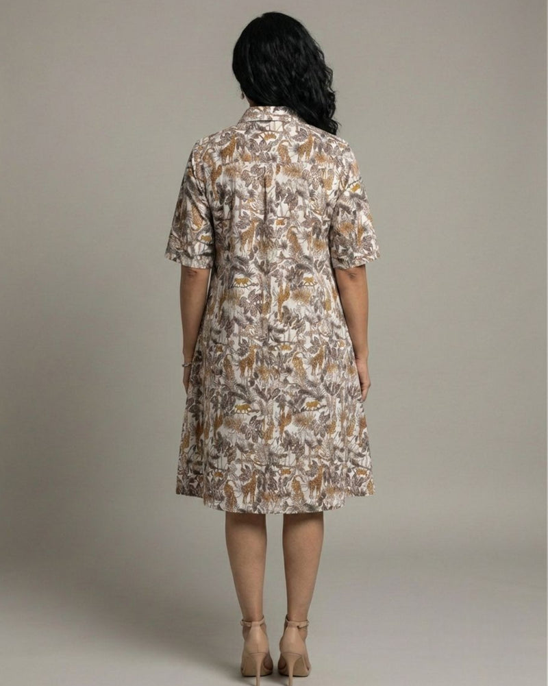 Safari Short Cotton Shirt Dress – Off-White Print