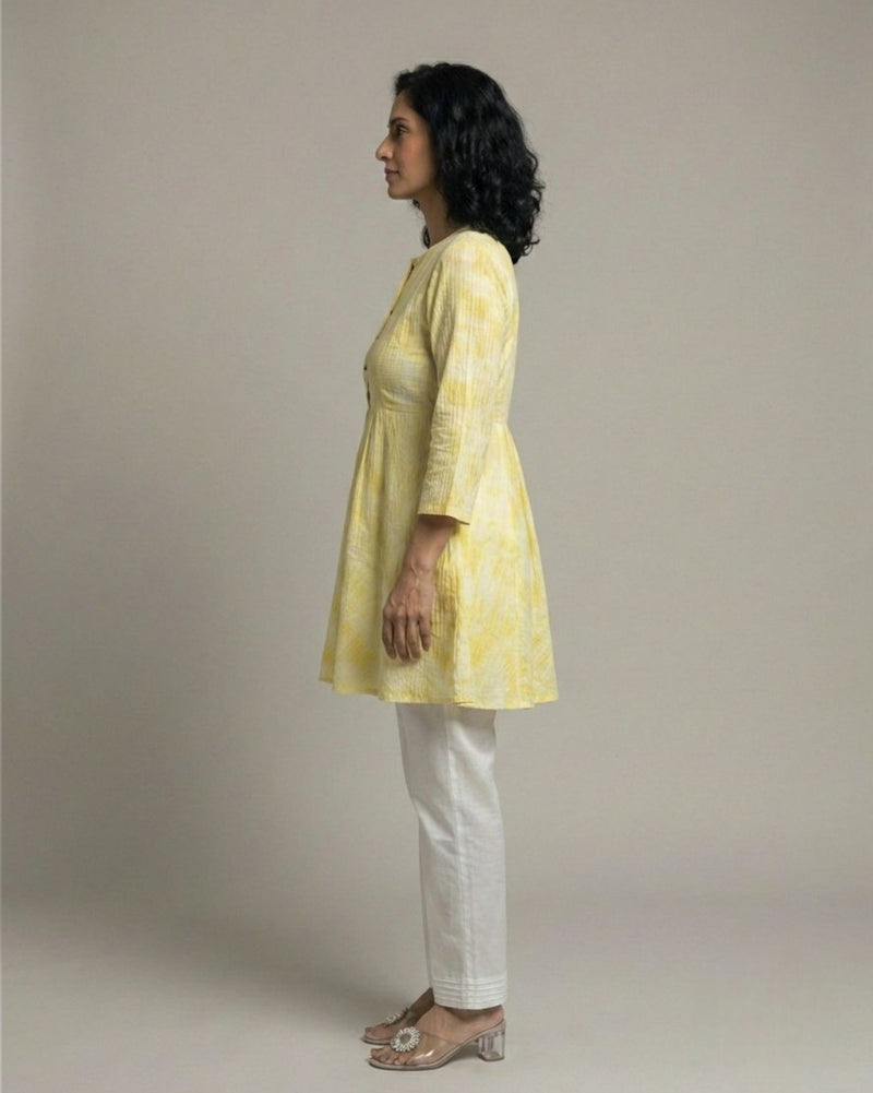 Ray Short Flared Cotton Coord Set – Yellow Print