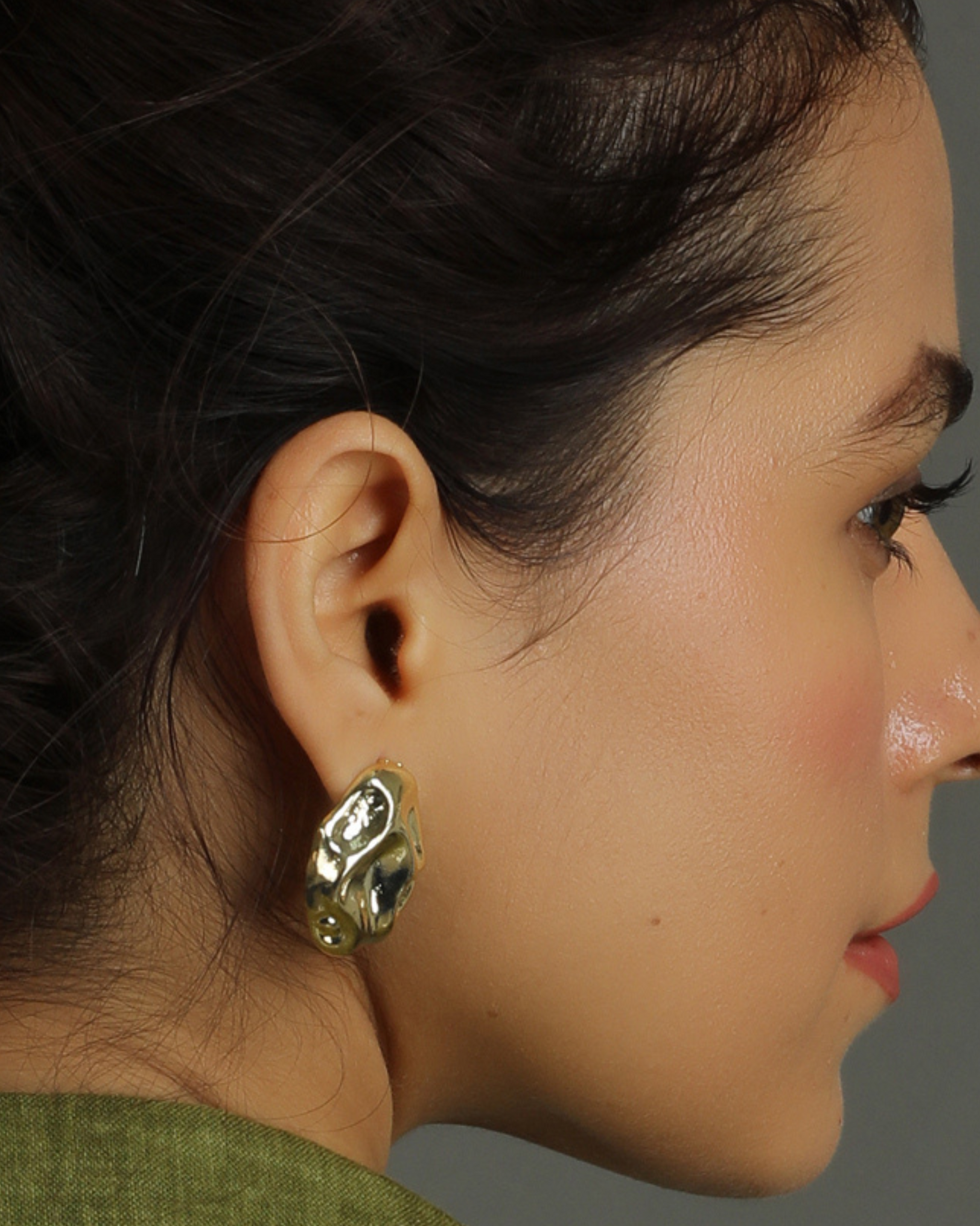 Sira Textured Gold Studs