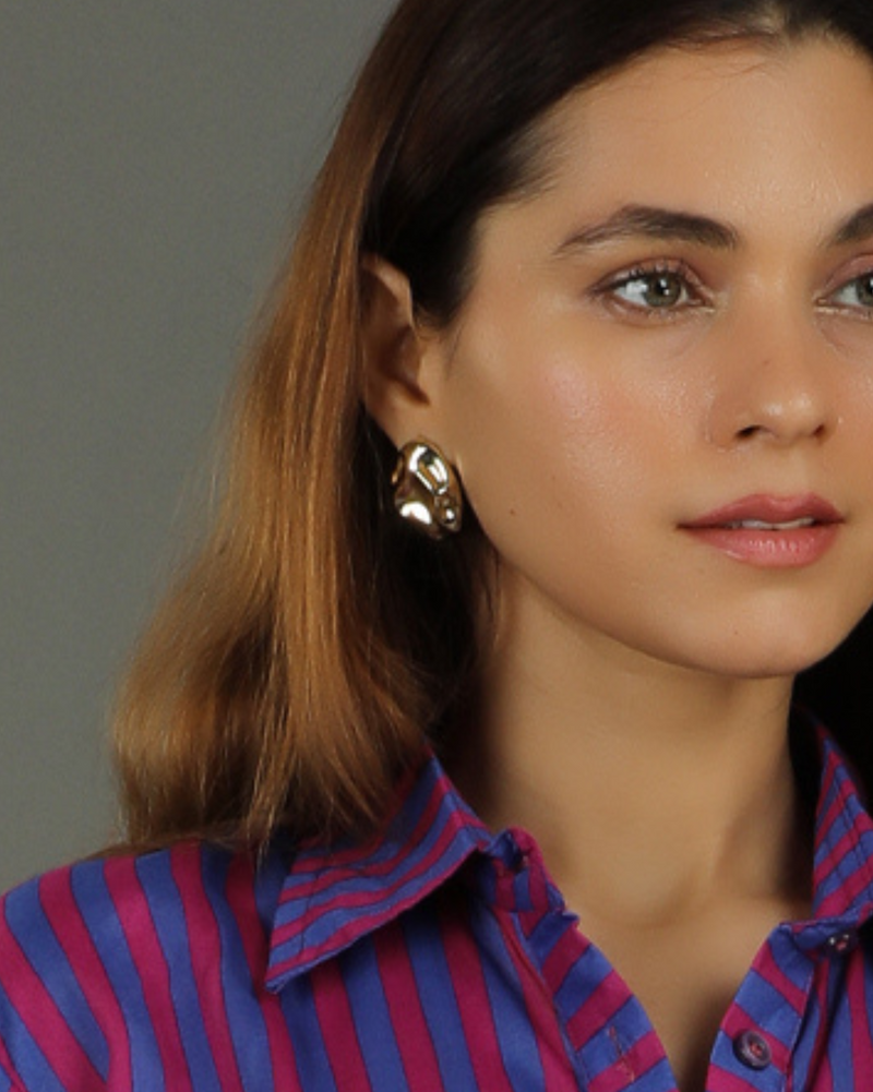 Sira Textured Gold Studs