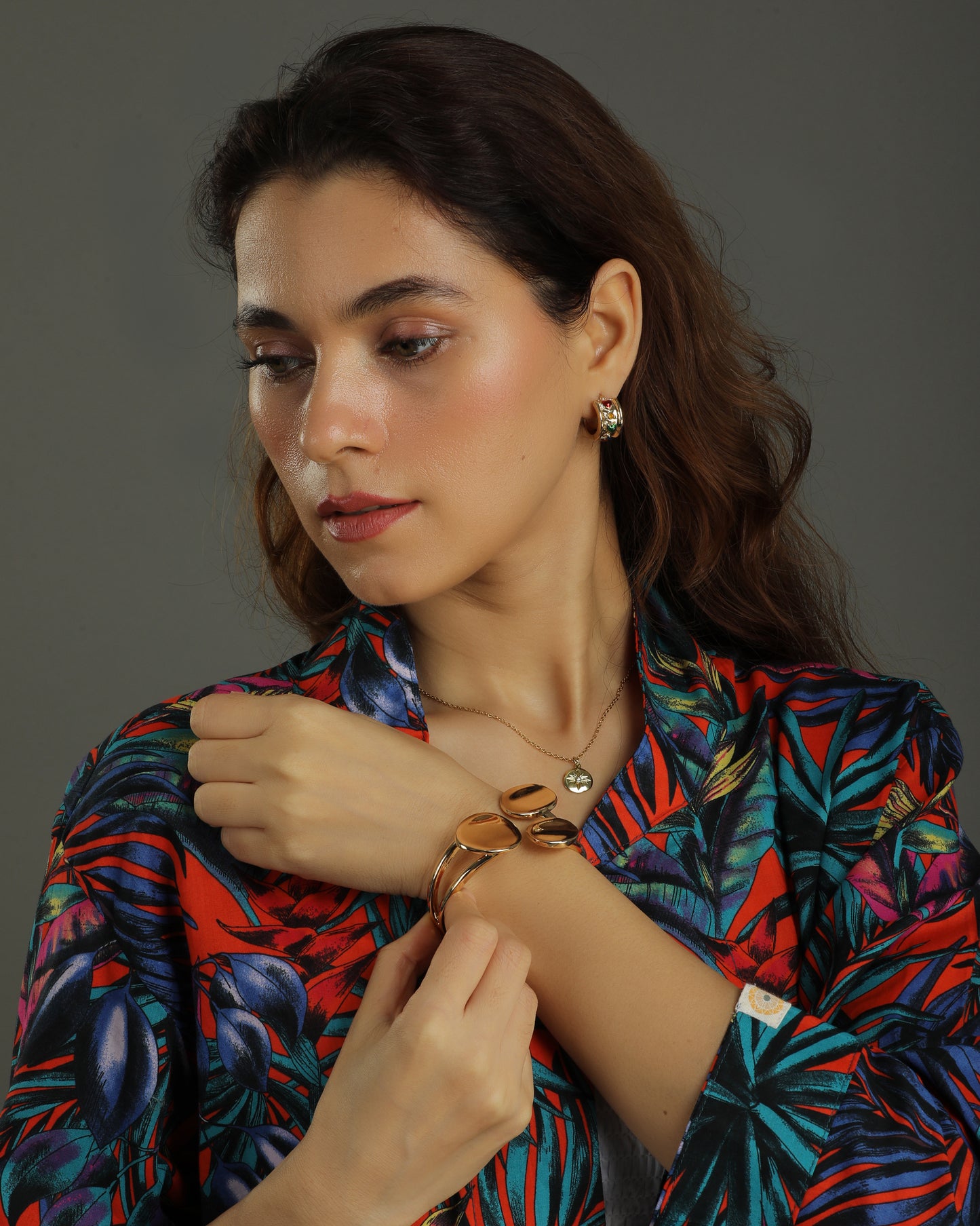 Sunset Open Cotton Jacket – Multicolor Print