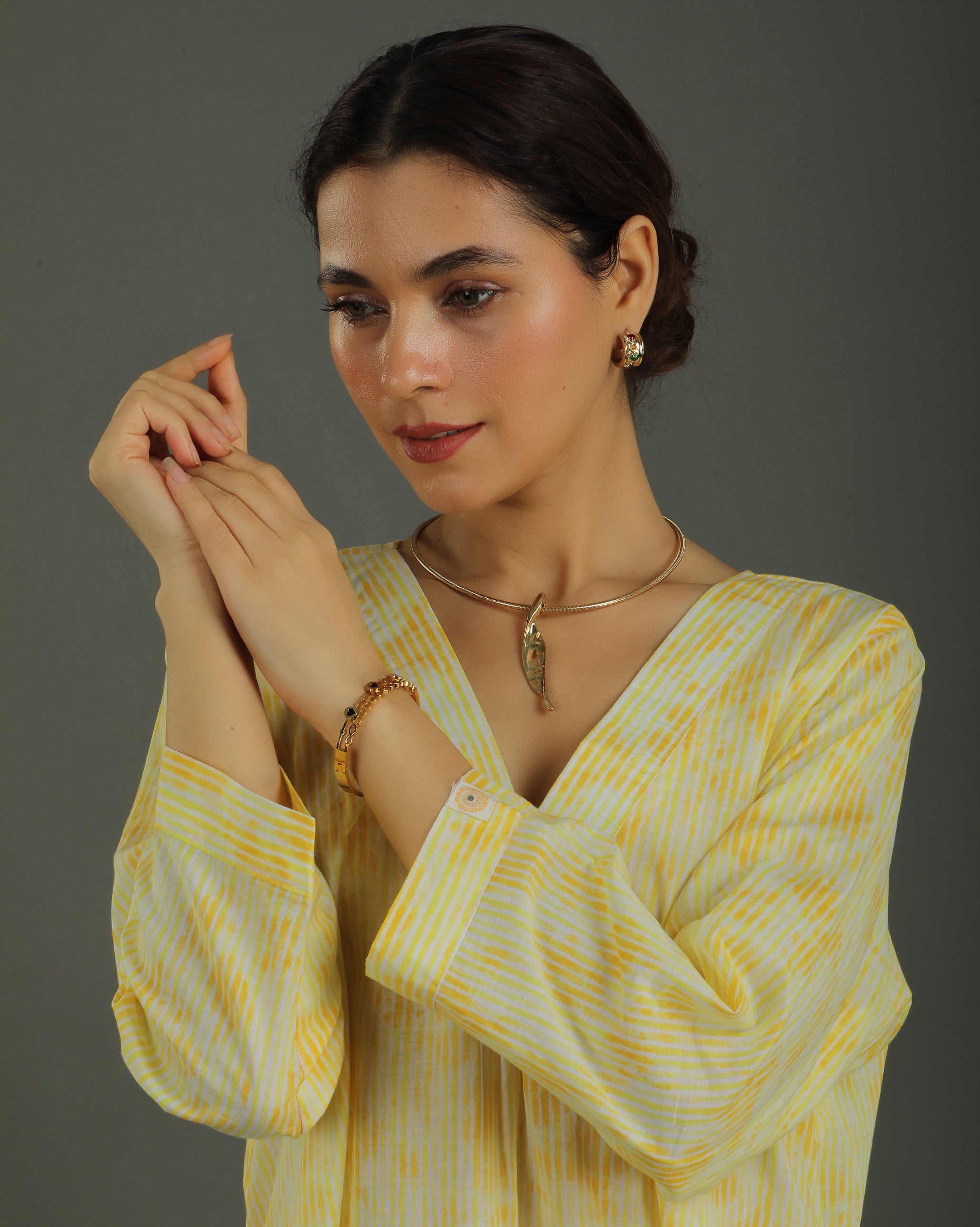 Ray Long A-line Cotton Dress – Yellow Print