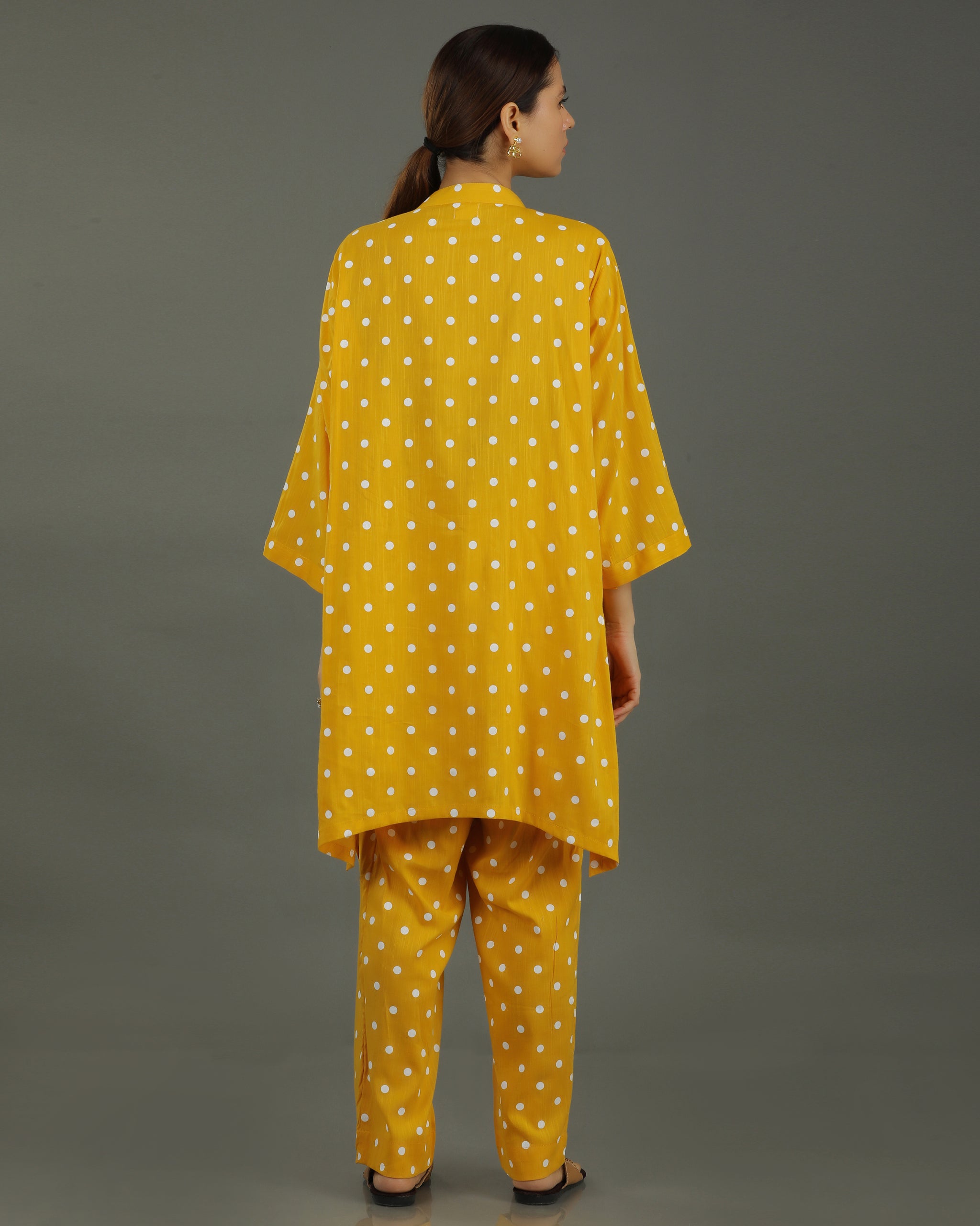Sunshine Mid-Length Deepcut Cotton Kurta Set – Mustard Print