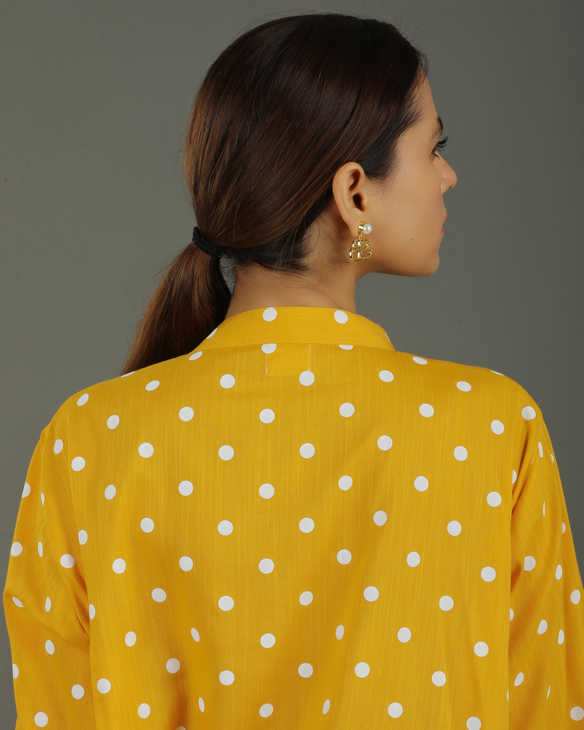 Sunshine Mid-Length Deepcut Cotton Kurta – Mustard Print