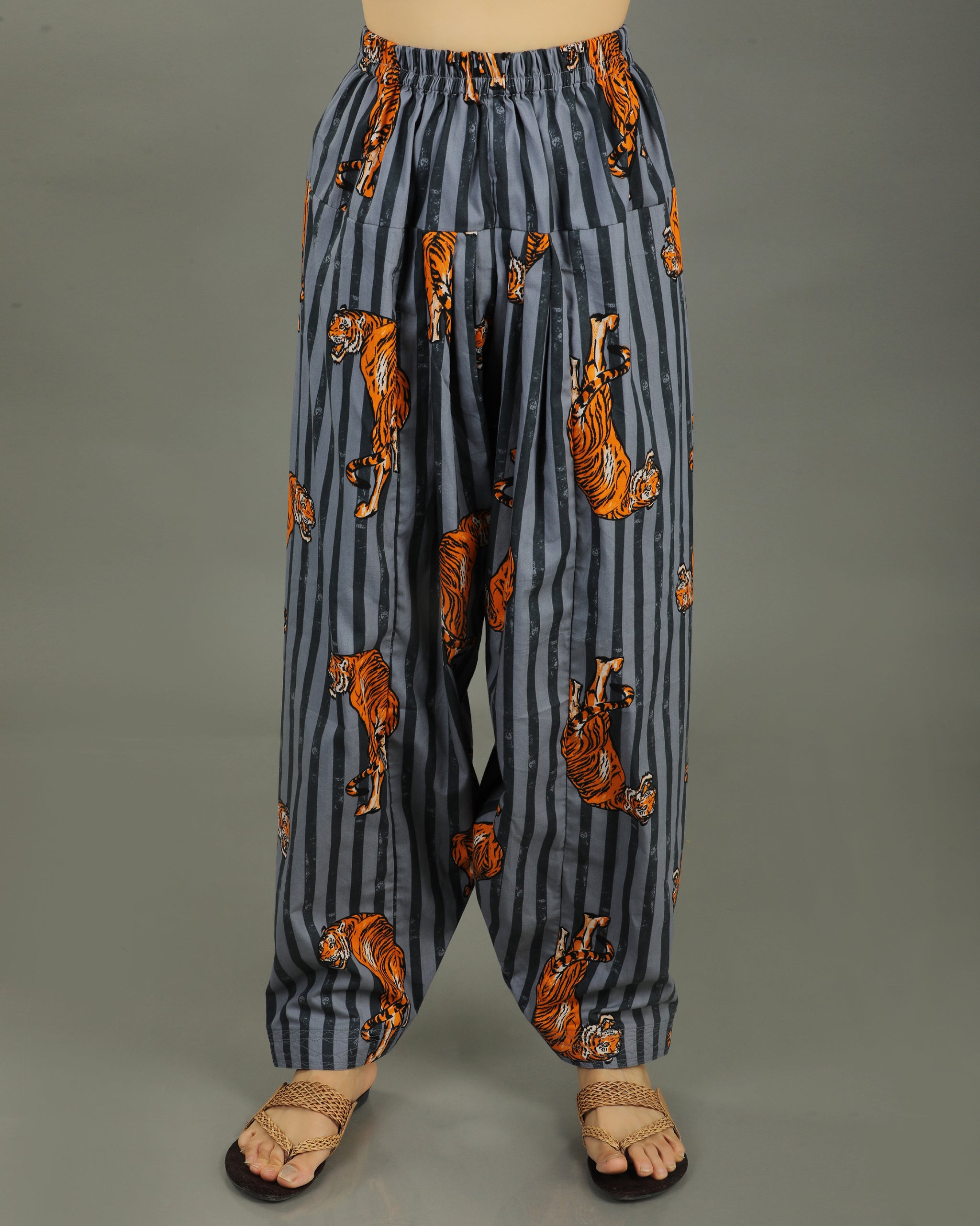 Wildrade Short Cotton Coord Set – Charcoal Tiger Print