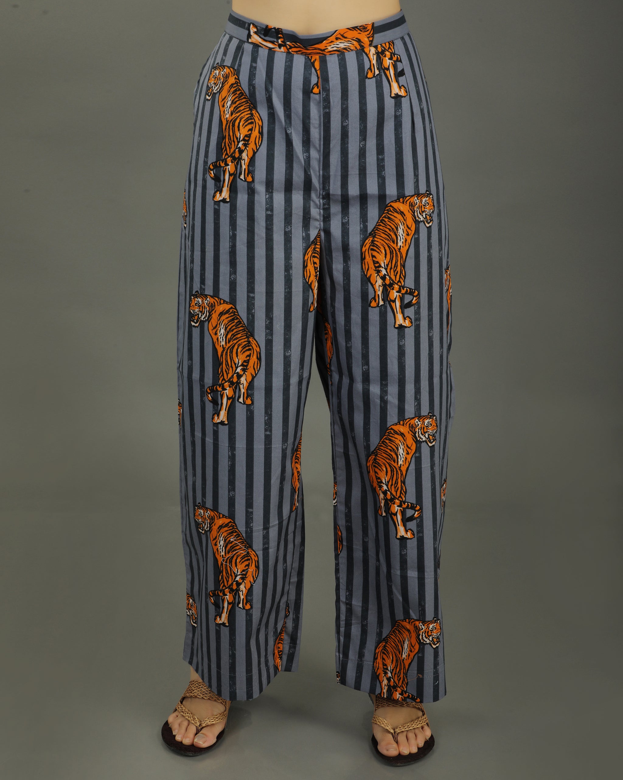 Wildrade Long Cotton Coord Set – Charcoal Tiger Print