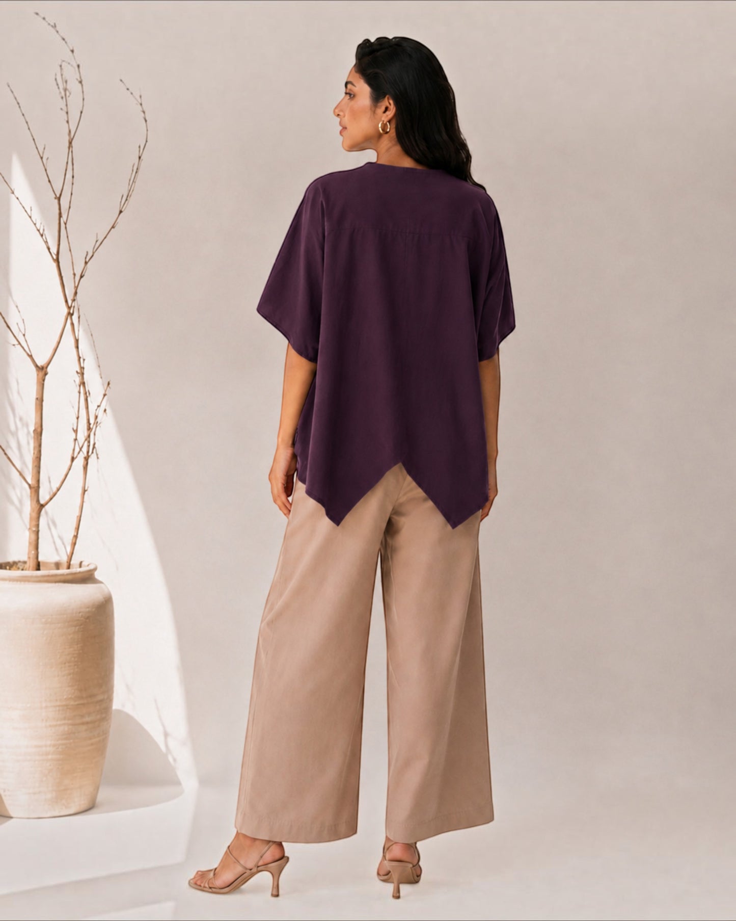 Cocoa Boxy Co-ord Set – Beige & Plum