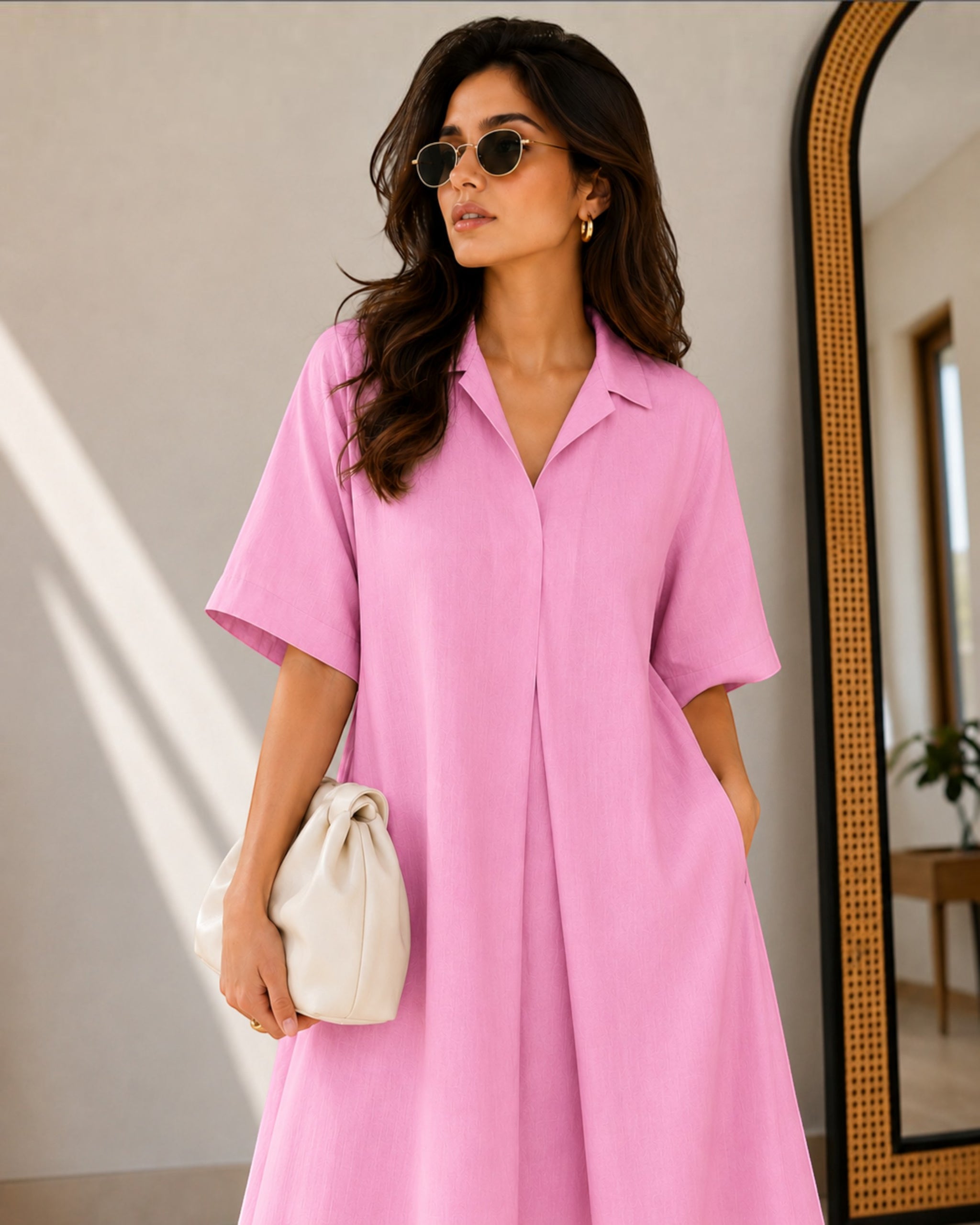 Petal Ease A-Line Dress – Rose Pink