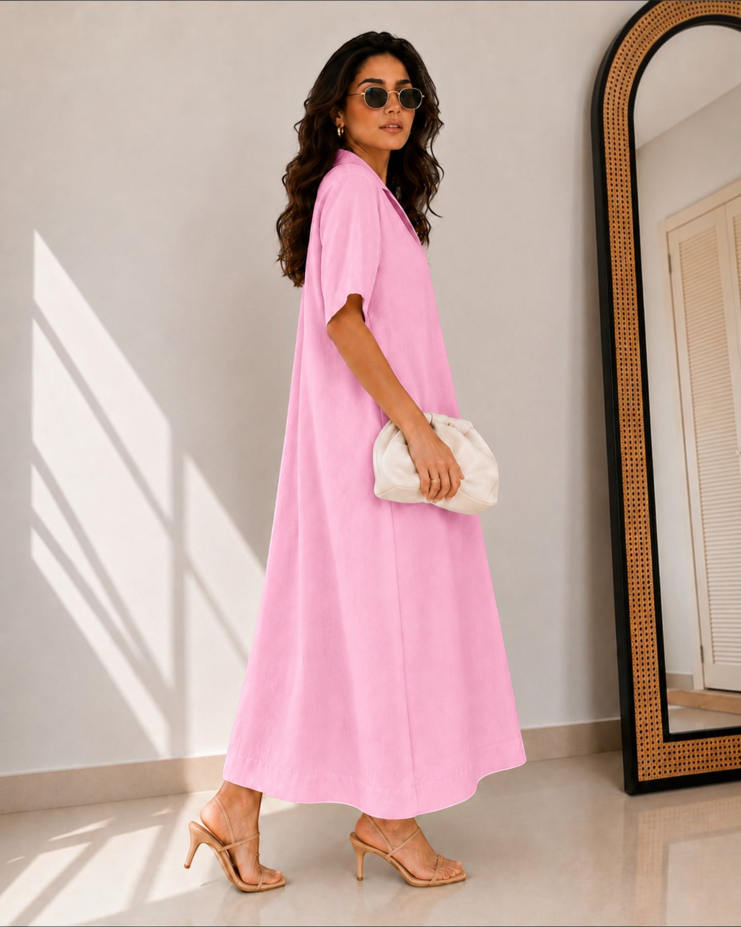 Petal Ease A-Line Dress – Rose Pink