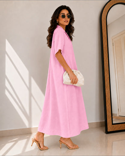 Petal Ease A-Line Dress – Rose Pink