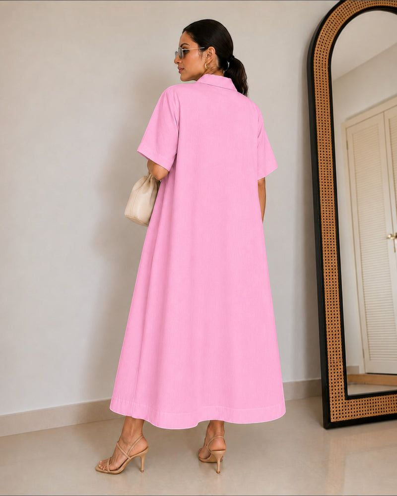Petal Ease A-Line Dress – Rose Pink