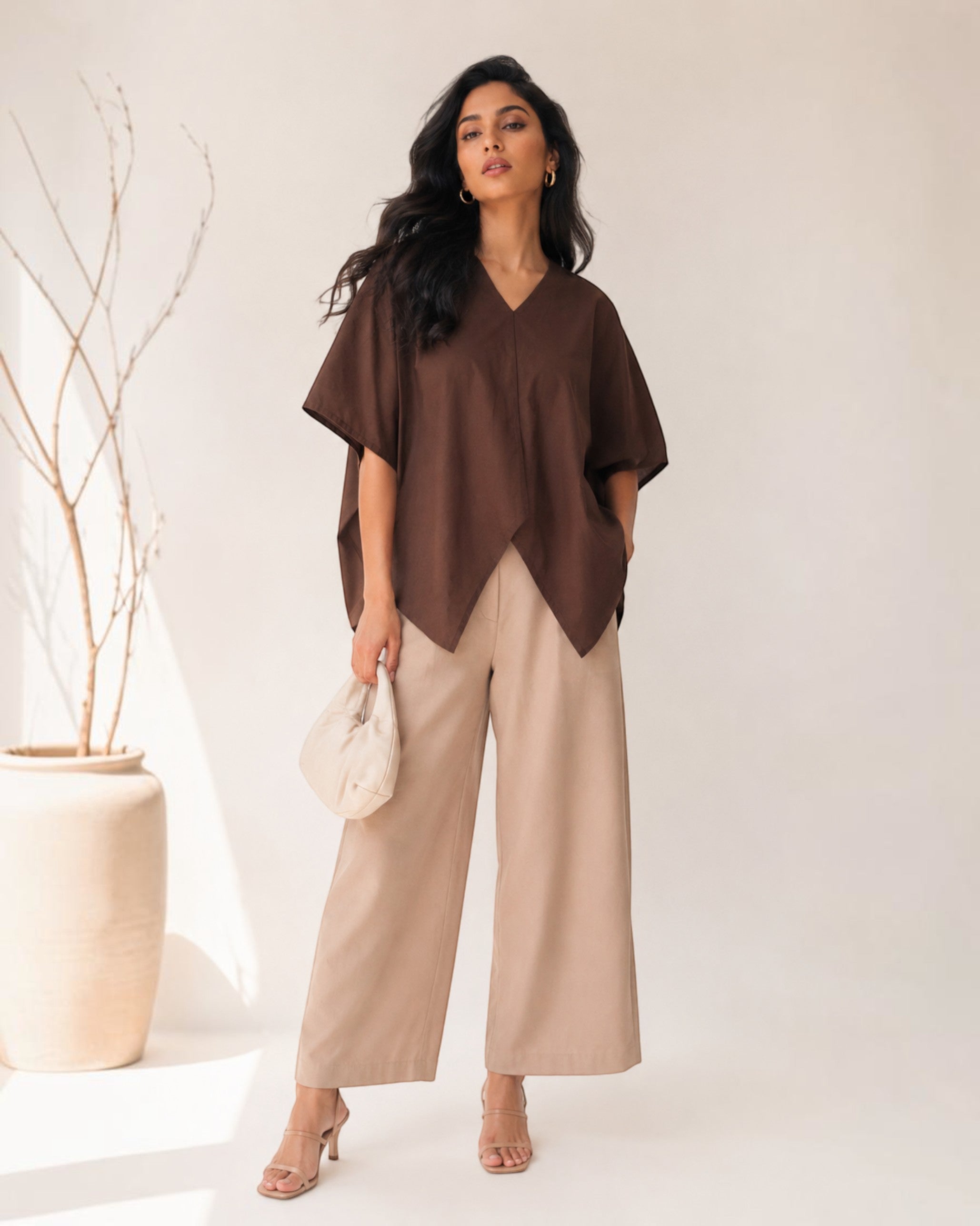 Cocoa Boxy Co-ord Set – Beige & Brown
