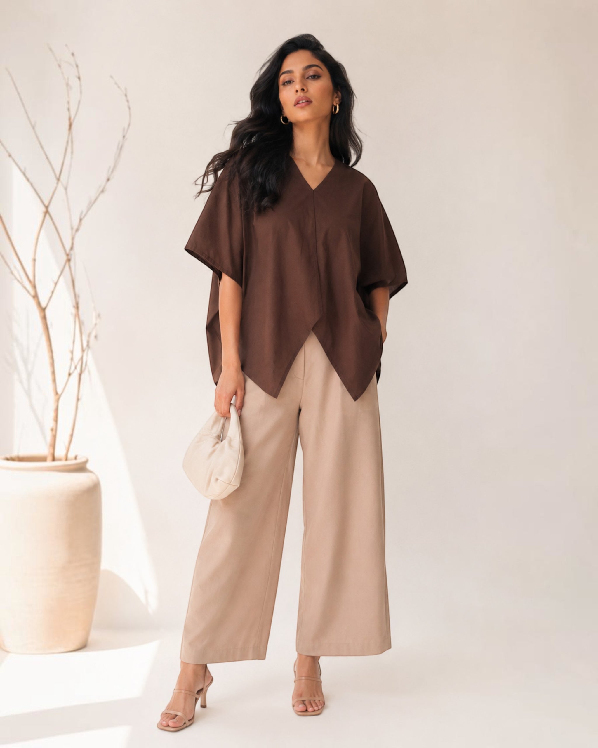 Cocoa Boxy Co-ord Set – Beige & Brown