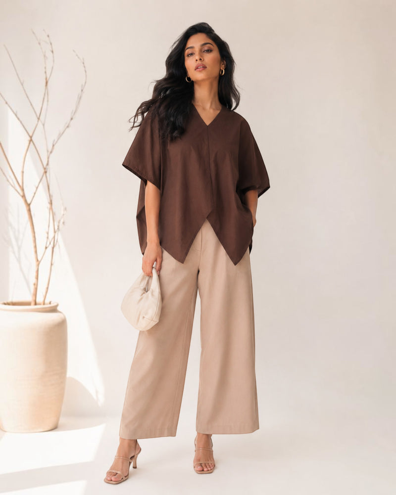 Cocoa Boxy Co-ord Set – Beige & Brown
