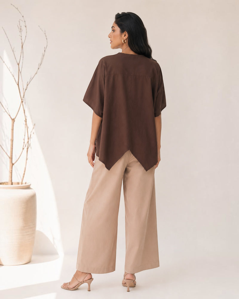 Cocoa Boxy Co-ord Set – Beige & Brown
