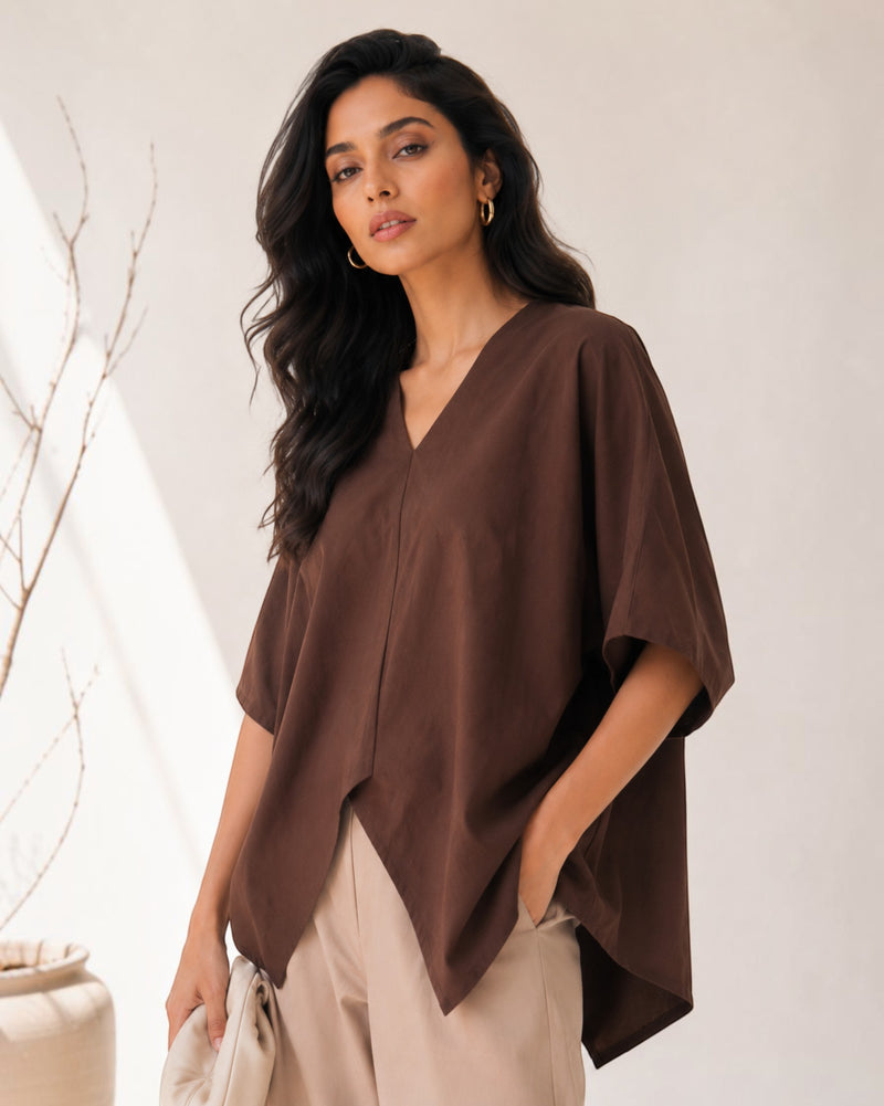 Cocoa Boxy Co-ord Set – Beige & Brown