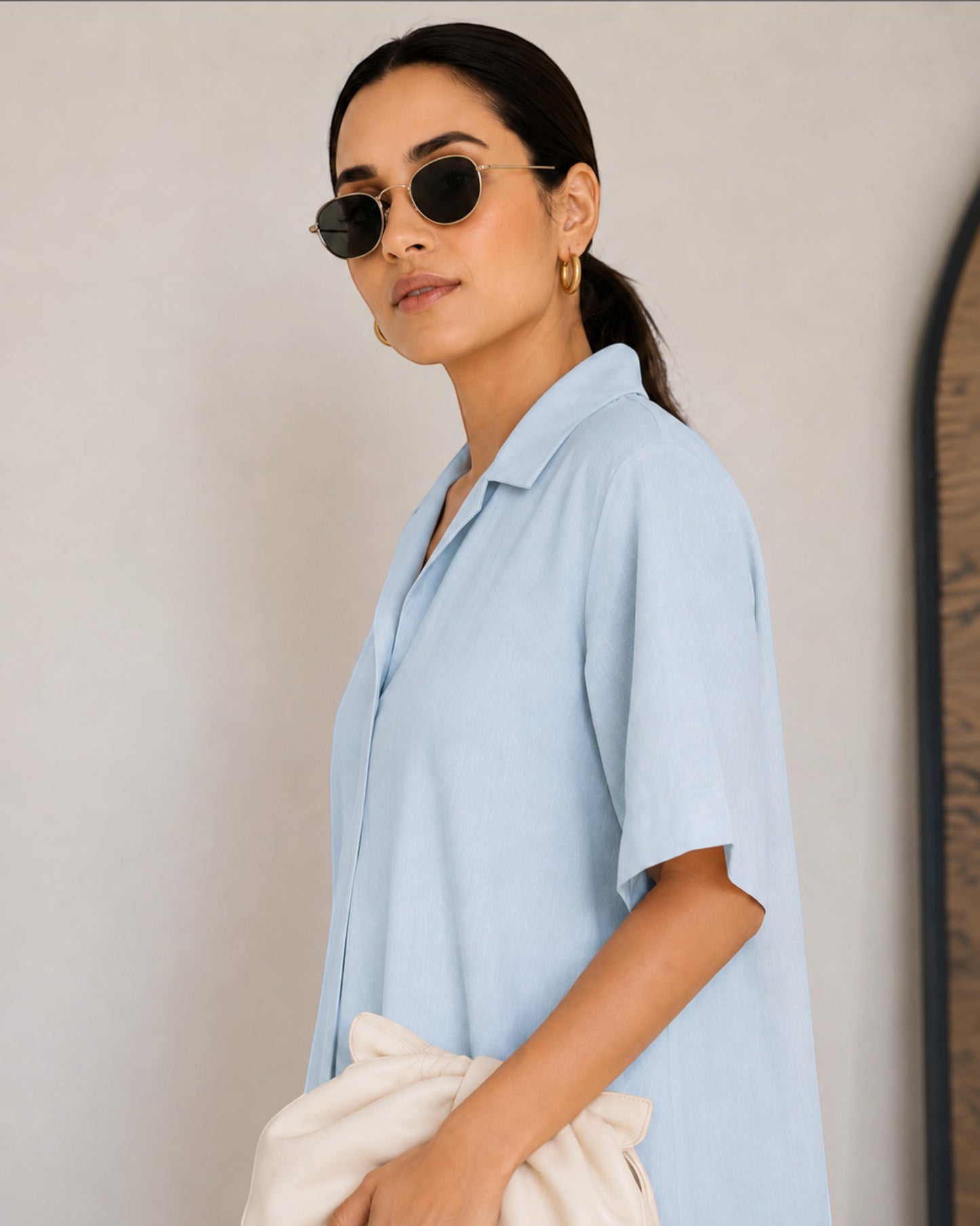 Petal Ease A-Line Dress – Powder Blue
