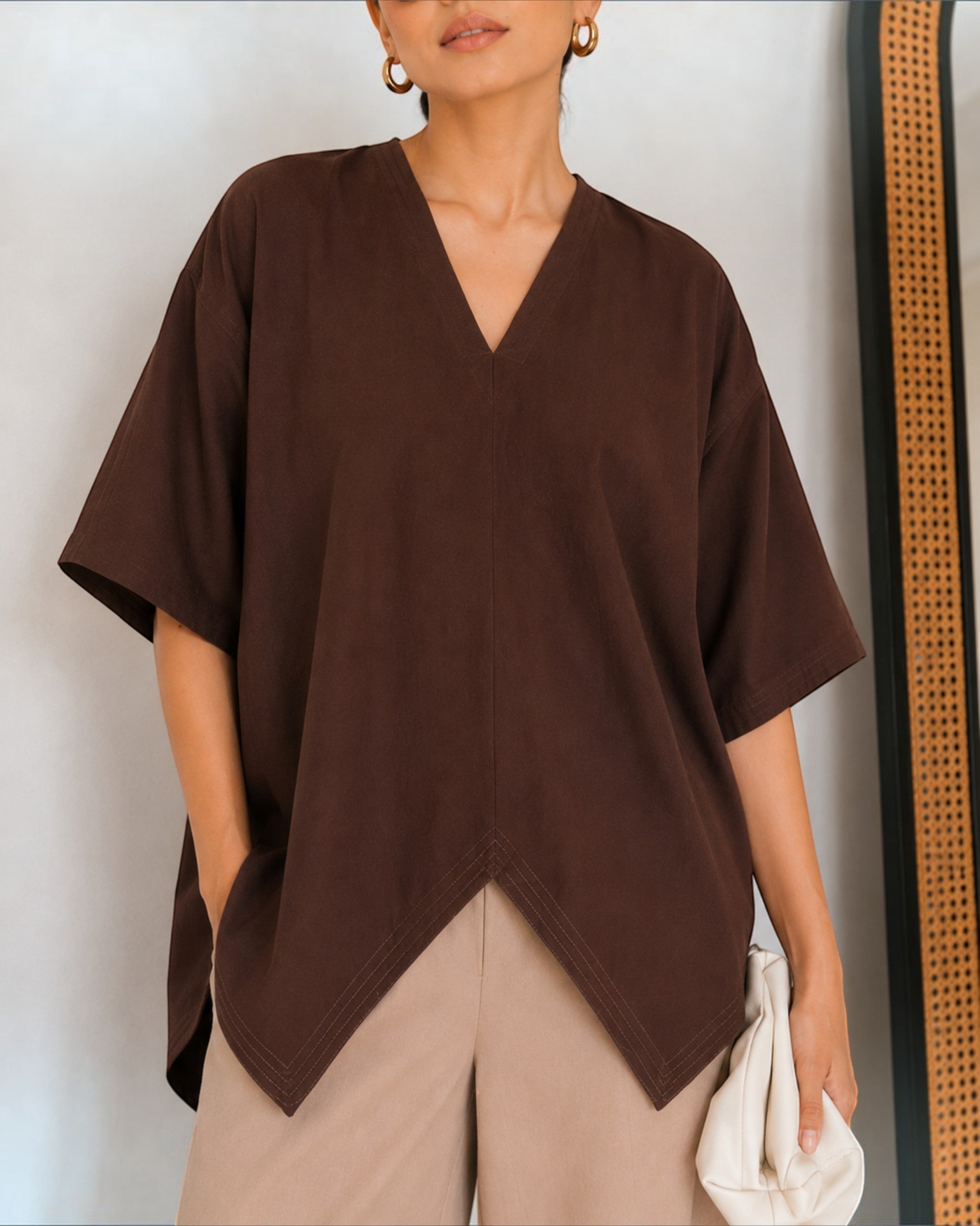 Cocoa Boxy Co-ord Set – Beige & Brown