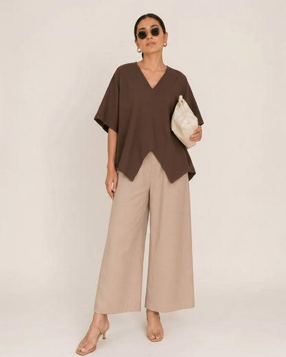 Cocoa Boxy Co-ord Set – Beige & Brown