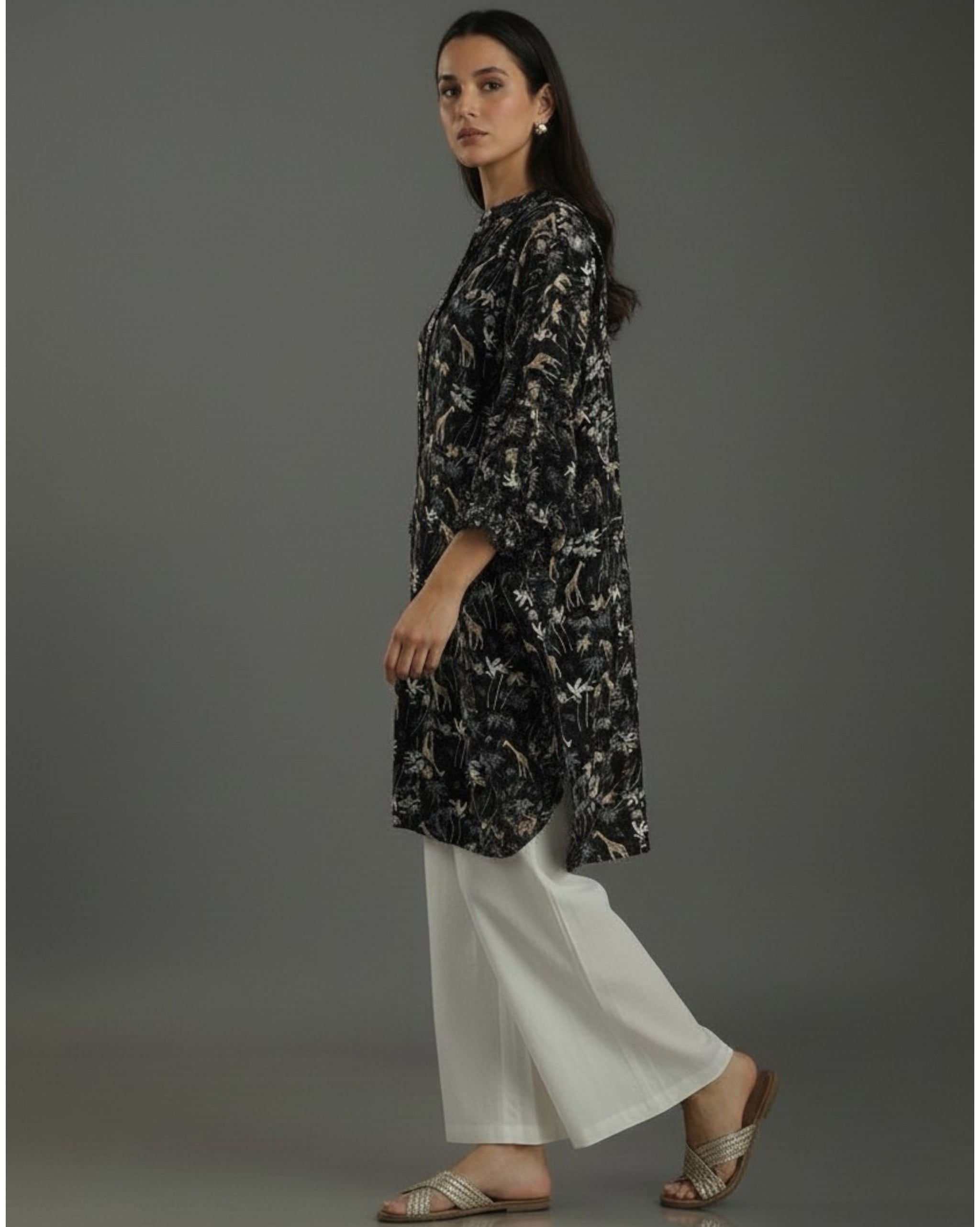 Reverie Balloon Oversized Cotton Coord Set – Black Print