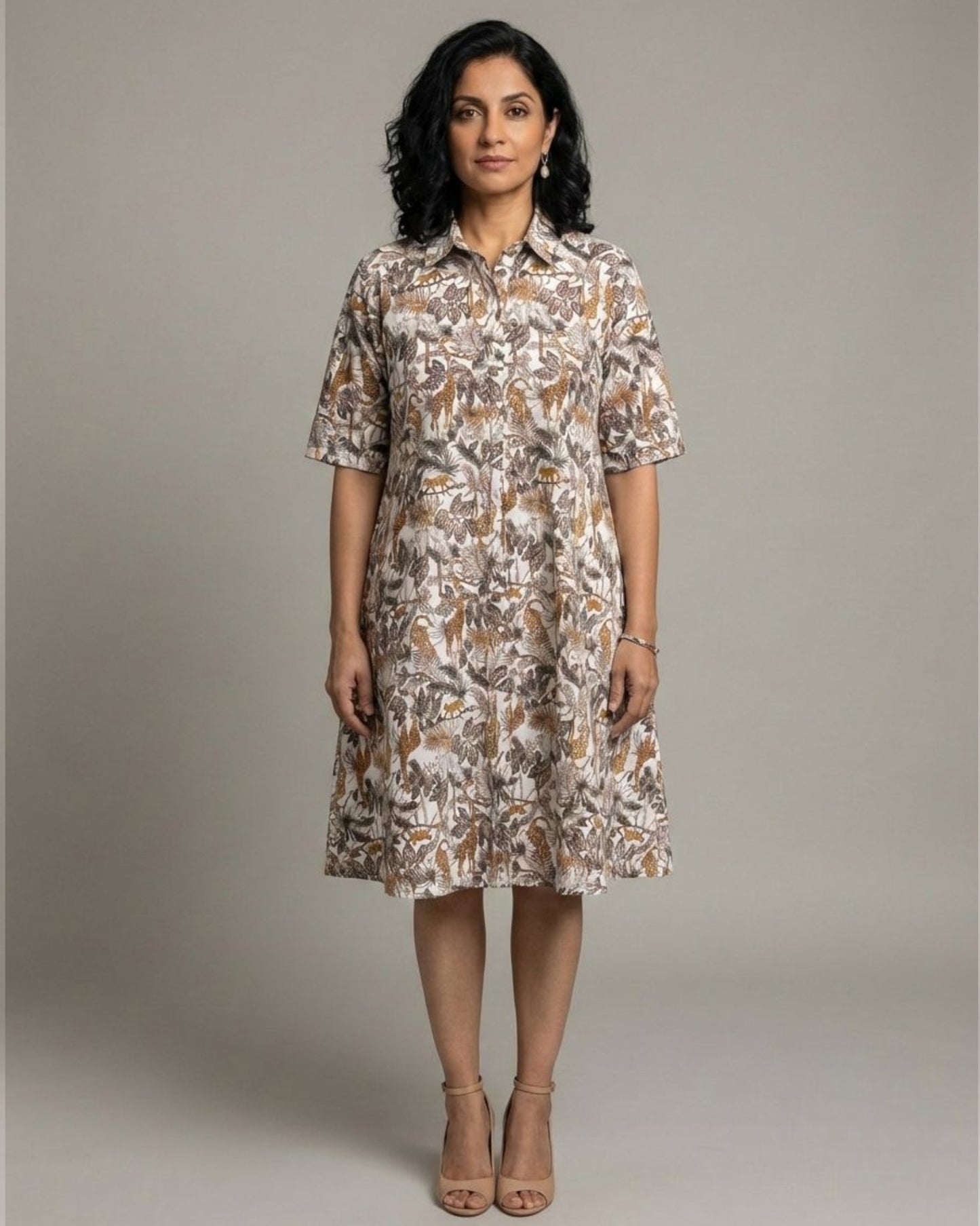 Safari Short Cotton Shirt Dress – Off-White Print