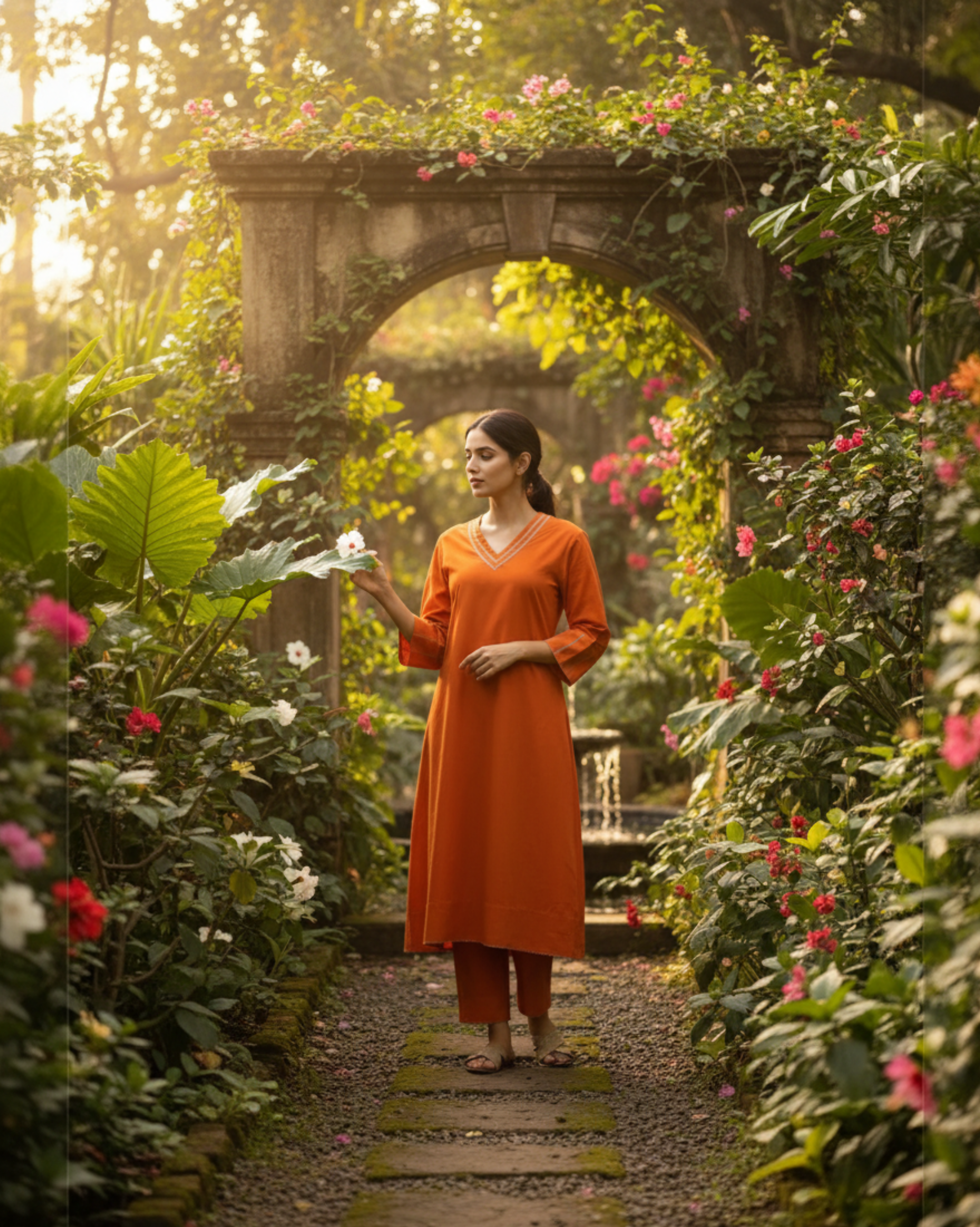 Noor Aline Satin Cotton Kurta & Pant Set – Autumn Ember