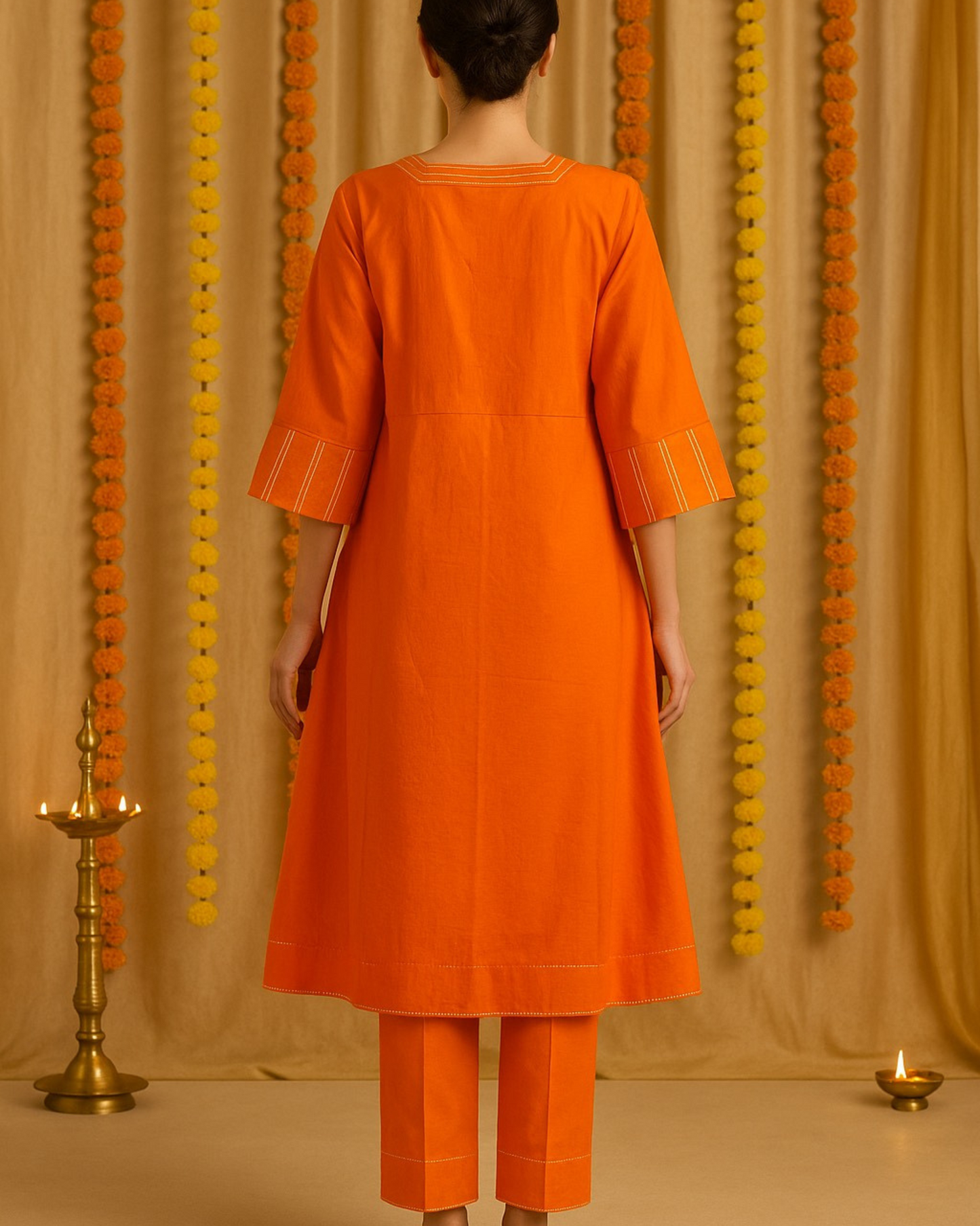 Noor Aline Satin Cotton Kurta & Pant Set – Autumn Ember