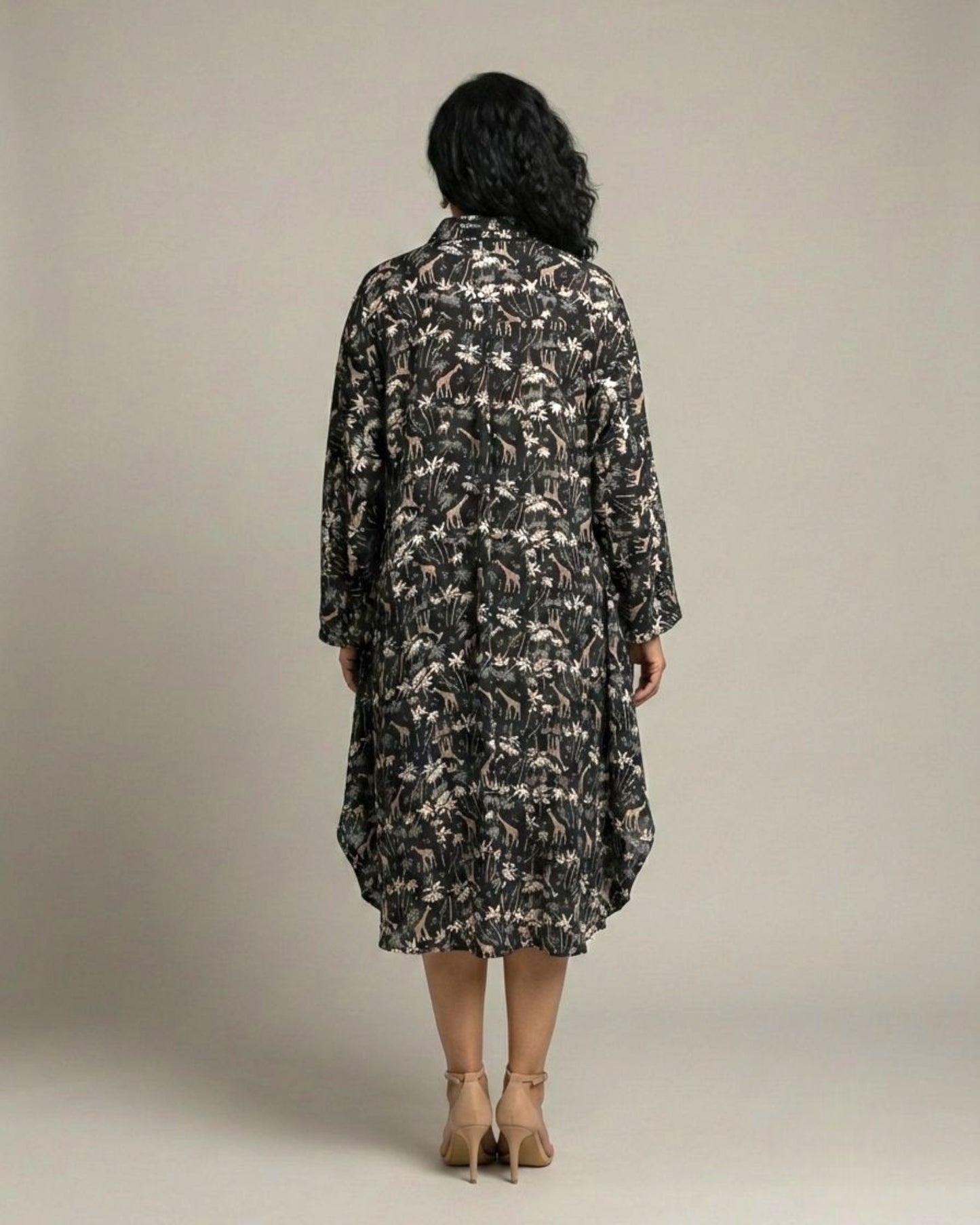 Reverie Midi Kaftan Cotton Dress – Black Print