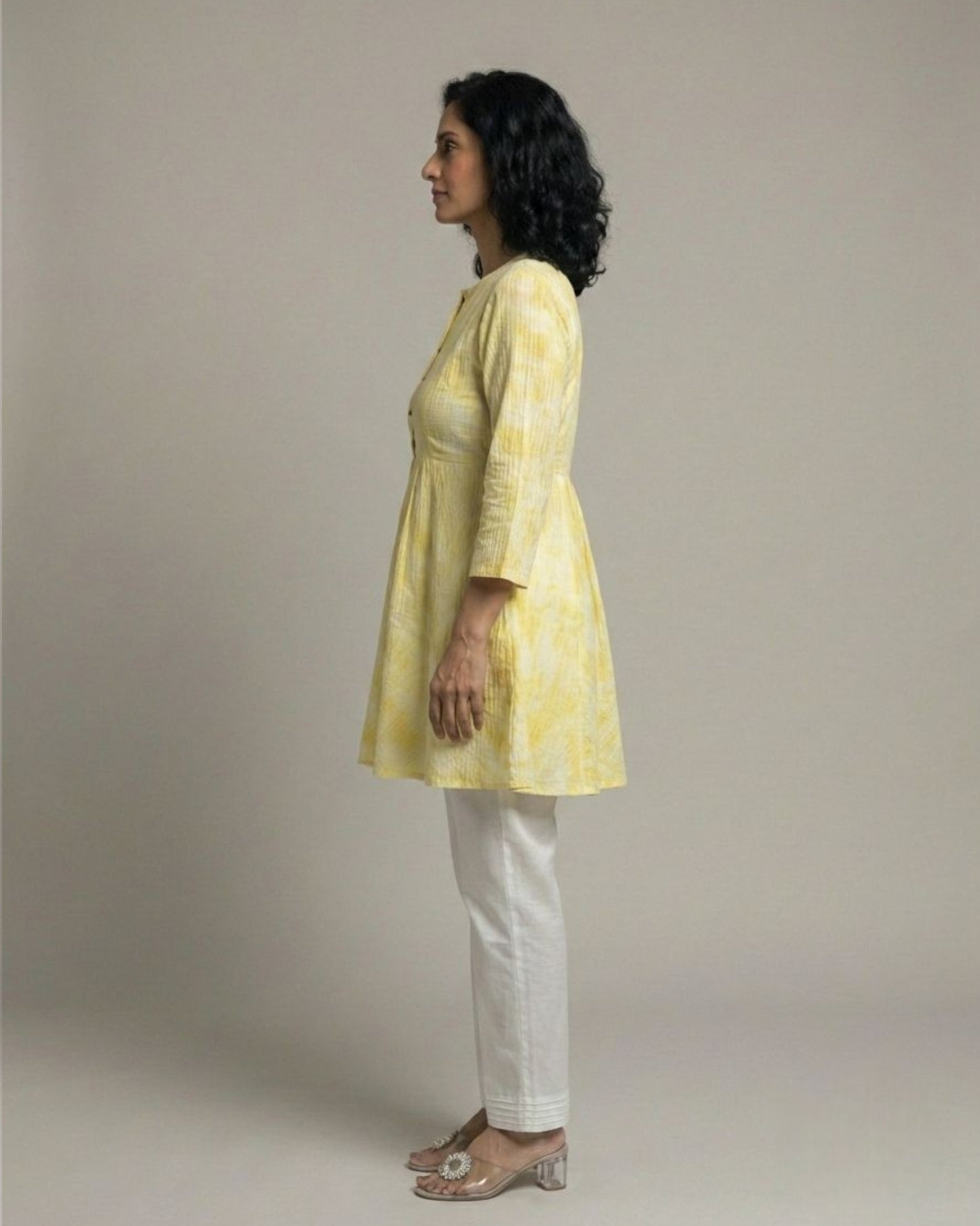 Ray Short Flared Cotton Coord Set – Yellow Print