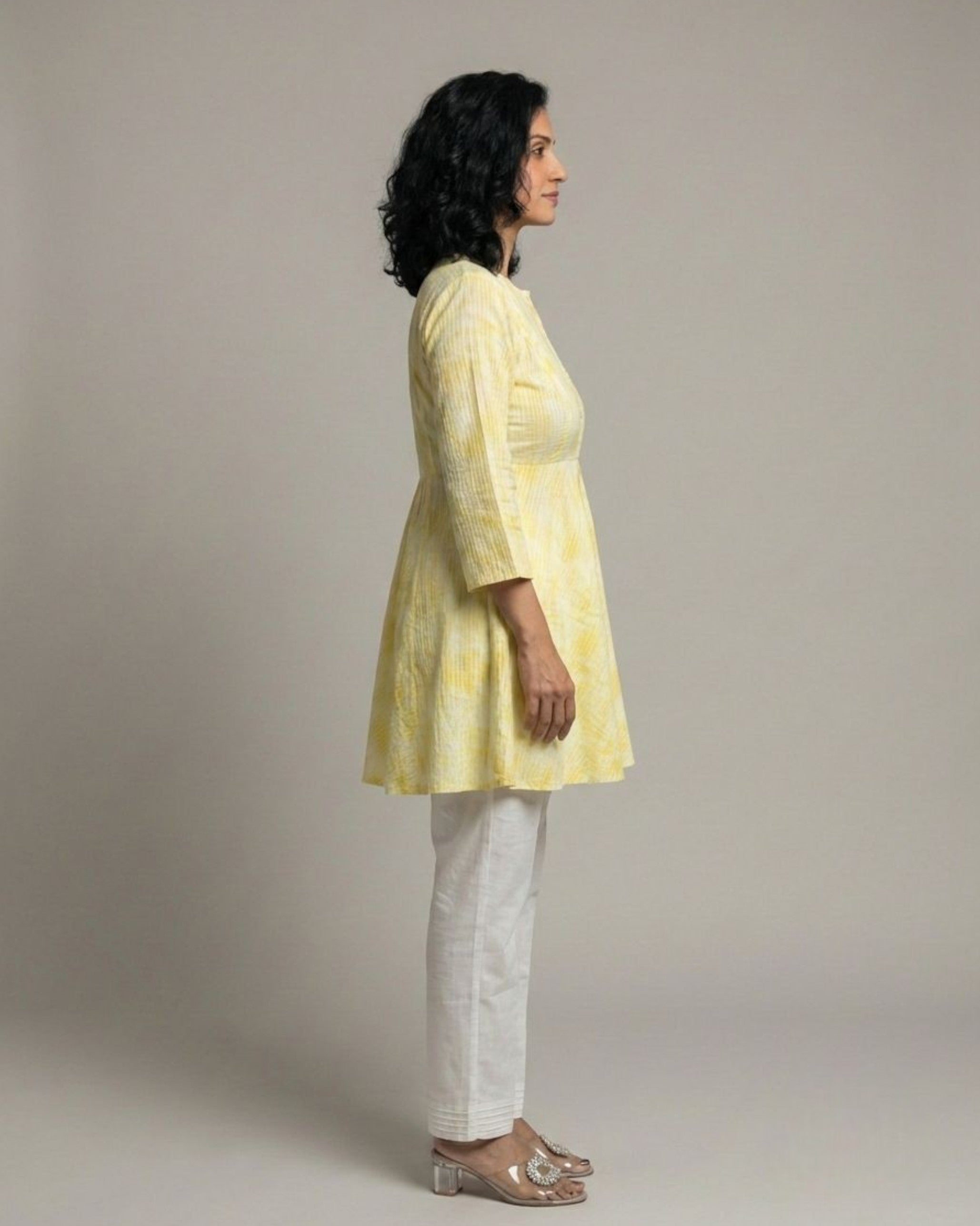 Ray Short Flared Cotton Coord Set – Yellow Print