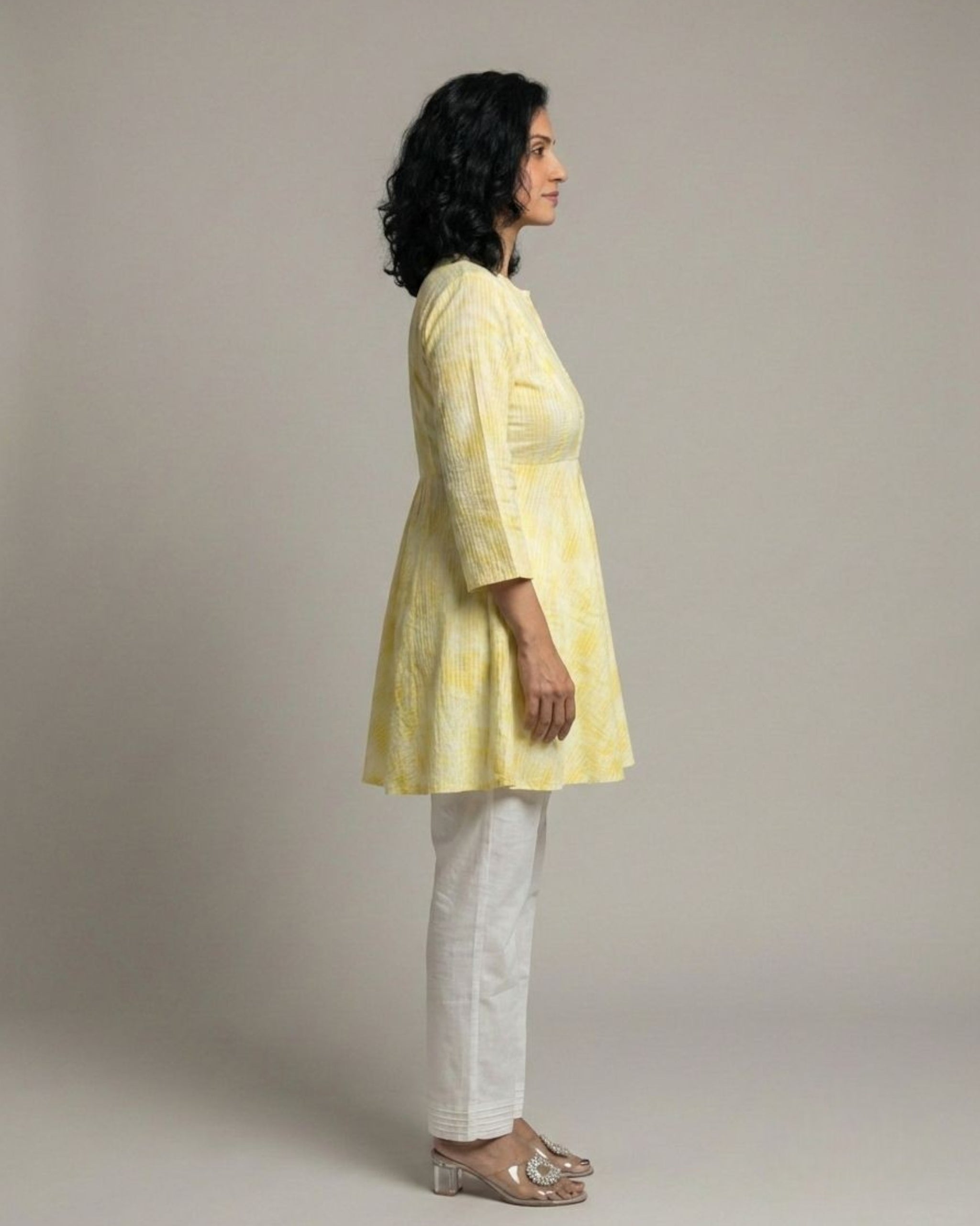 Ray Short Flared Cotton Coord Set – Yellow Print