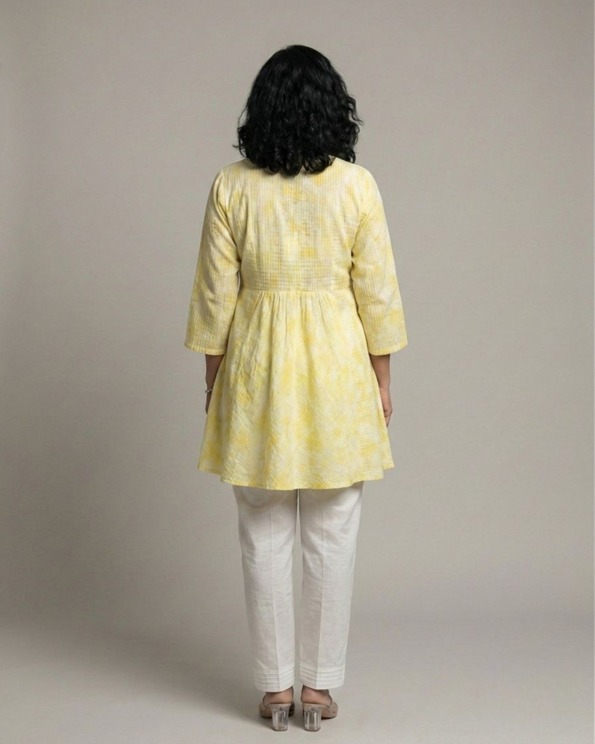 Ray Short Flared Cotton Coord Set – Yellow Print