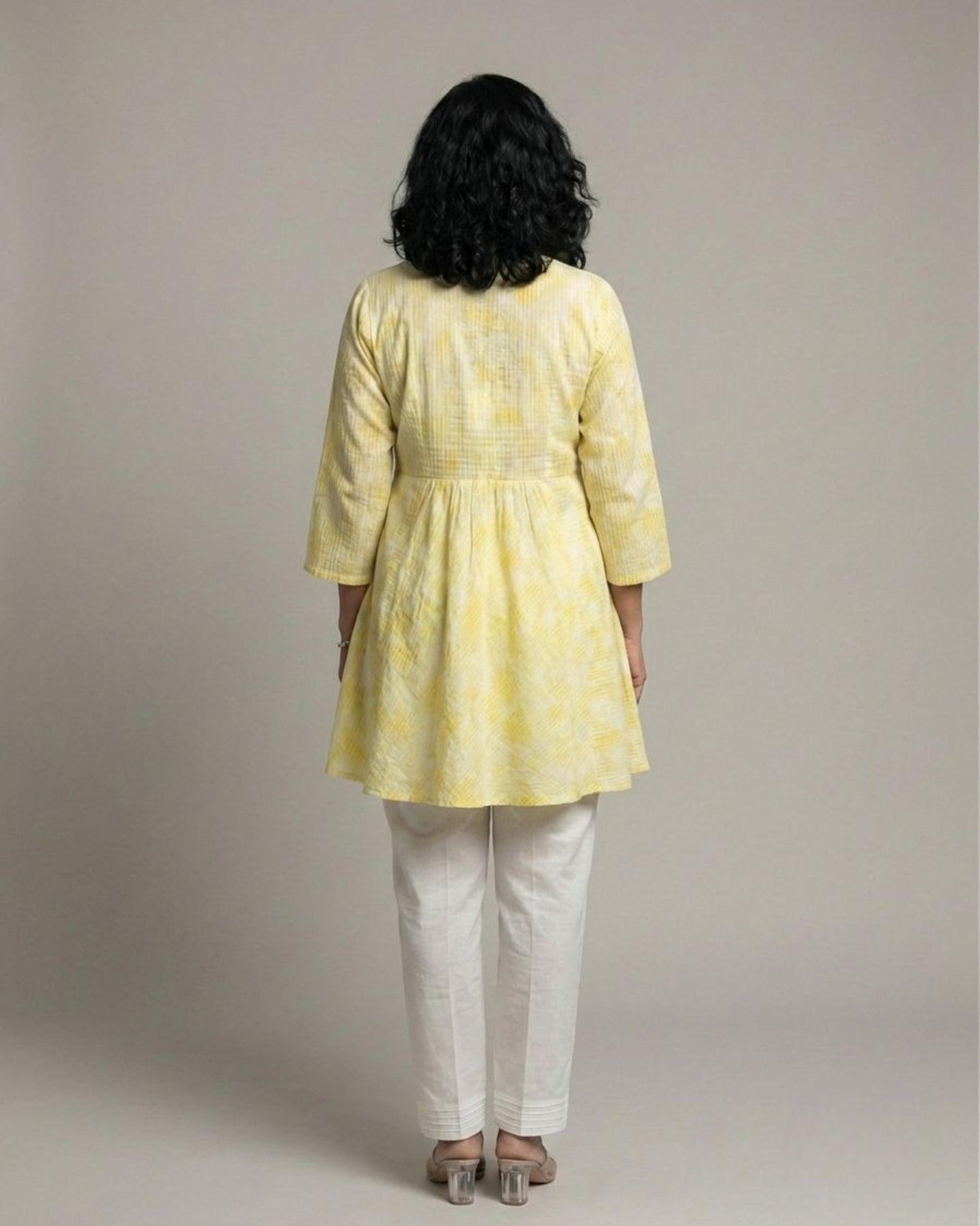 Ray Short Flared Cotton Coord Set – Yellow Print