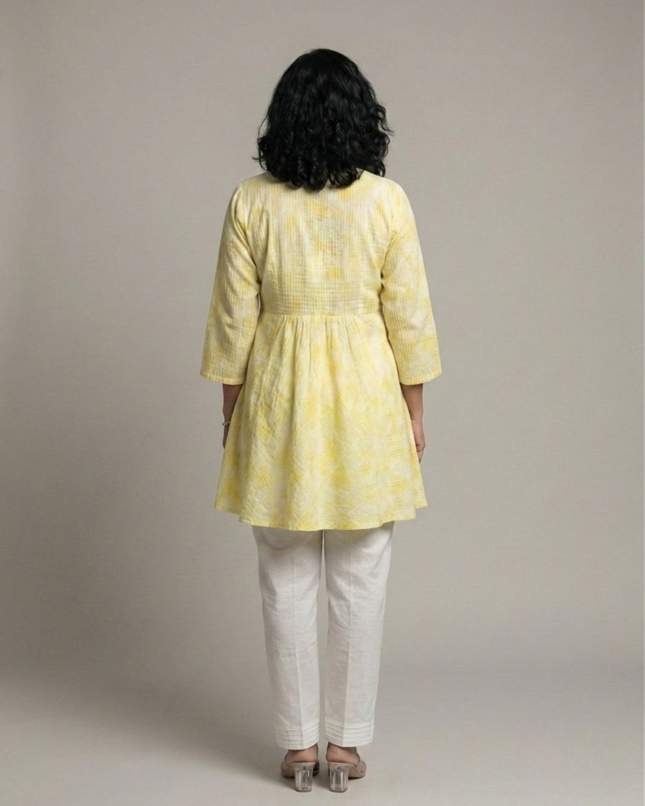 Ray Short Flared Cotton Coord Set – Yellow Print
