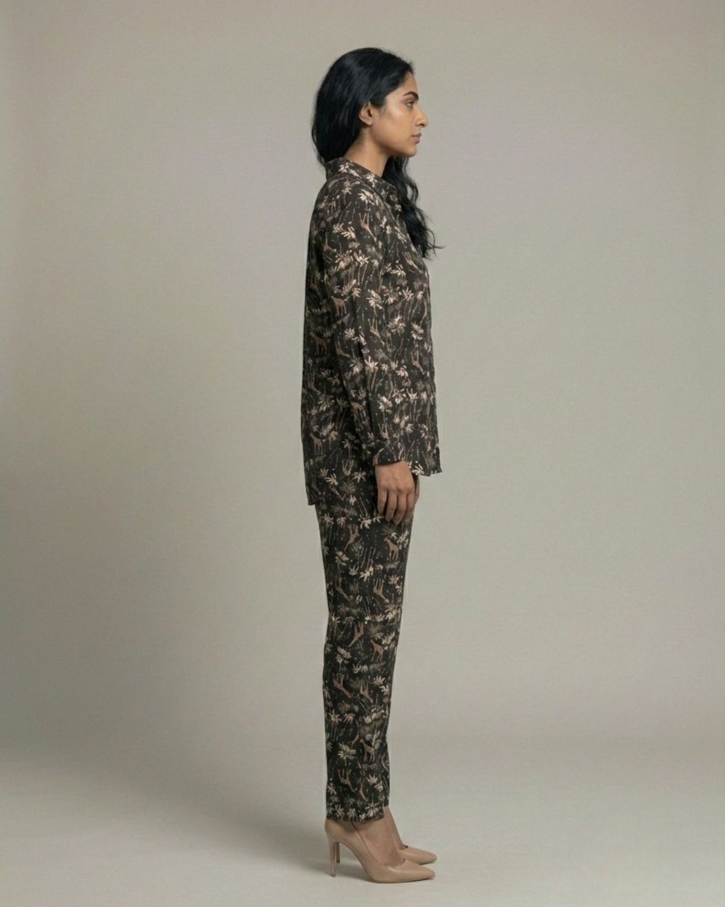 Reverie Short Shirt Cotton Coord Set - Black Print