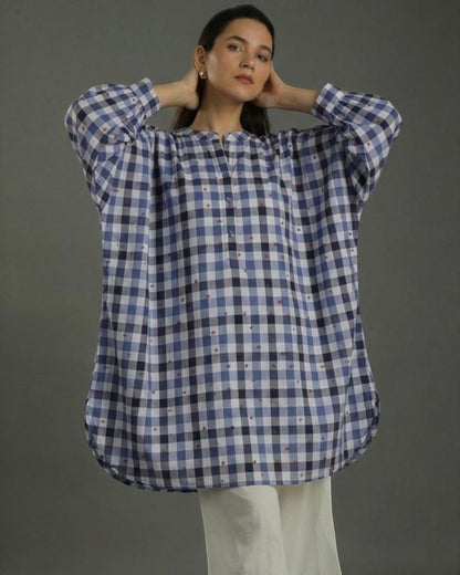 Balloon Oversized Cotton Shirt – Blue