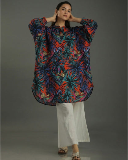 Sunset Balloon Oversized Cotton Coord Set – Multicolor Print